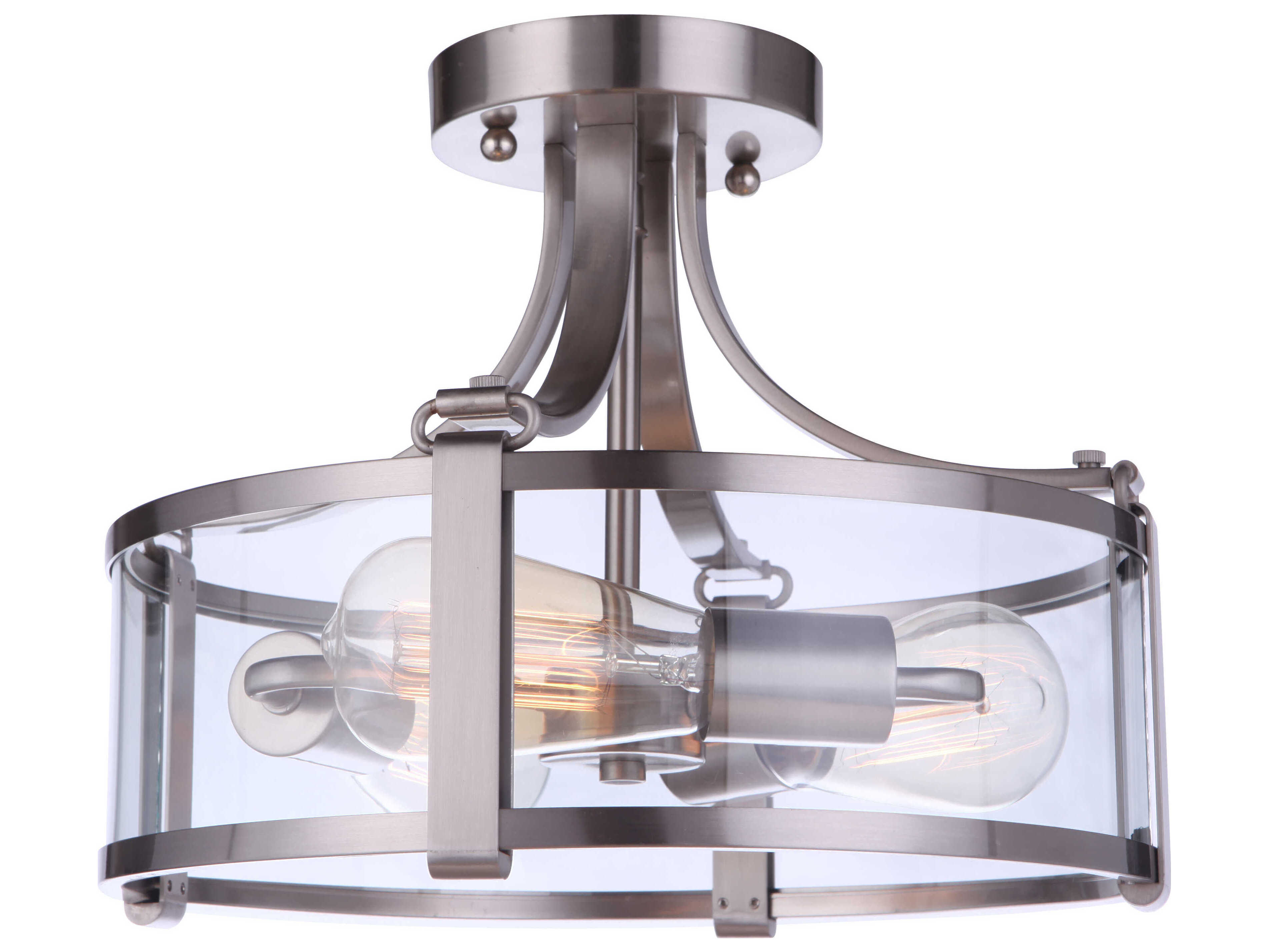 Craftmade Elliot 3-Light Brushed Polished Nickel Glass Drum Semi Flush Mount