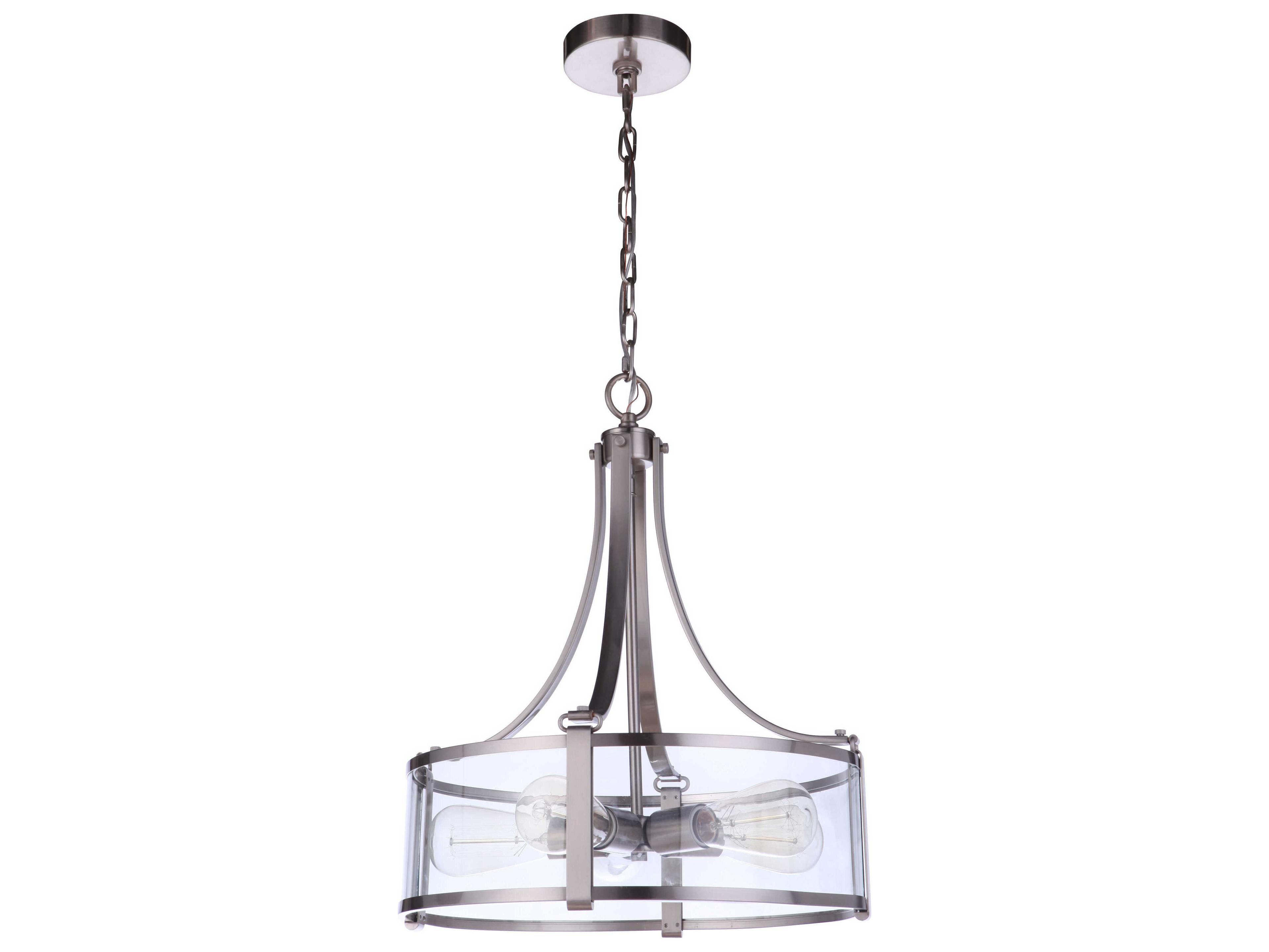 Craftmade Elliot 5-Light Brushed Polished Nickel Glass Drum Pendant
