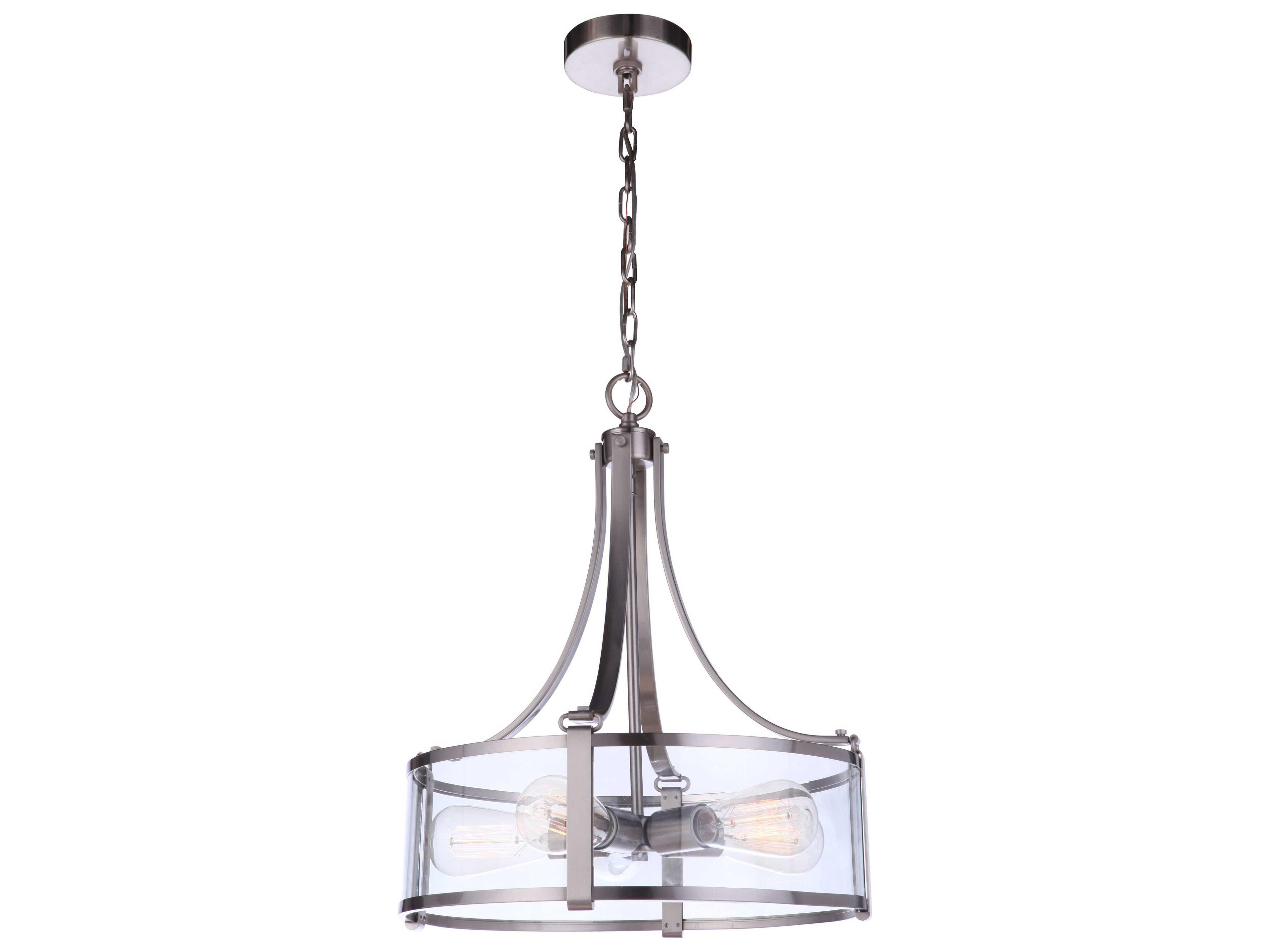 Craftmade Elliot 5-Light Brushed Polished Nickel Glass Drum Pendant
