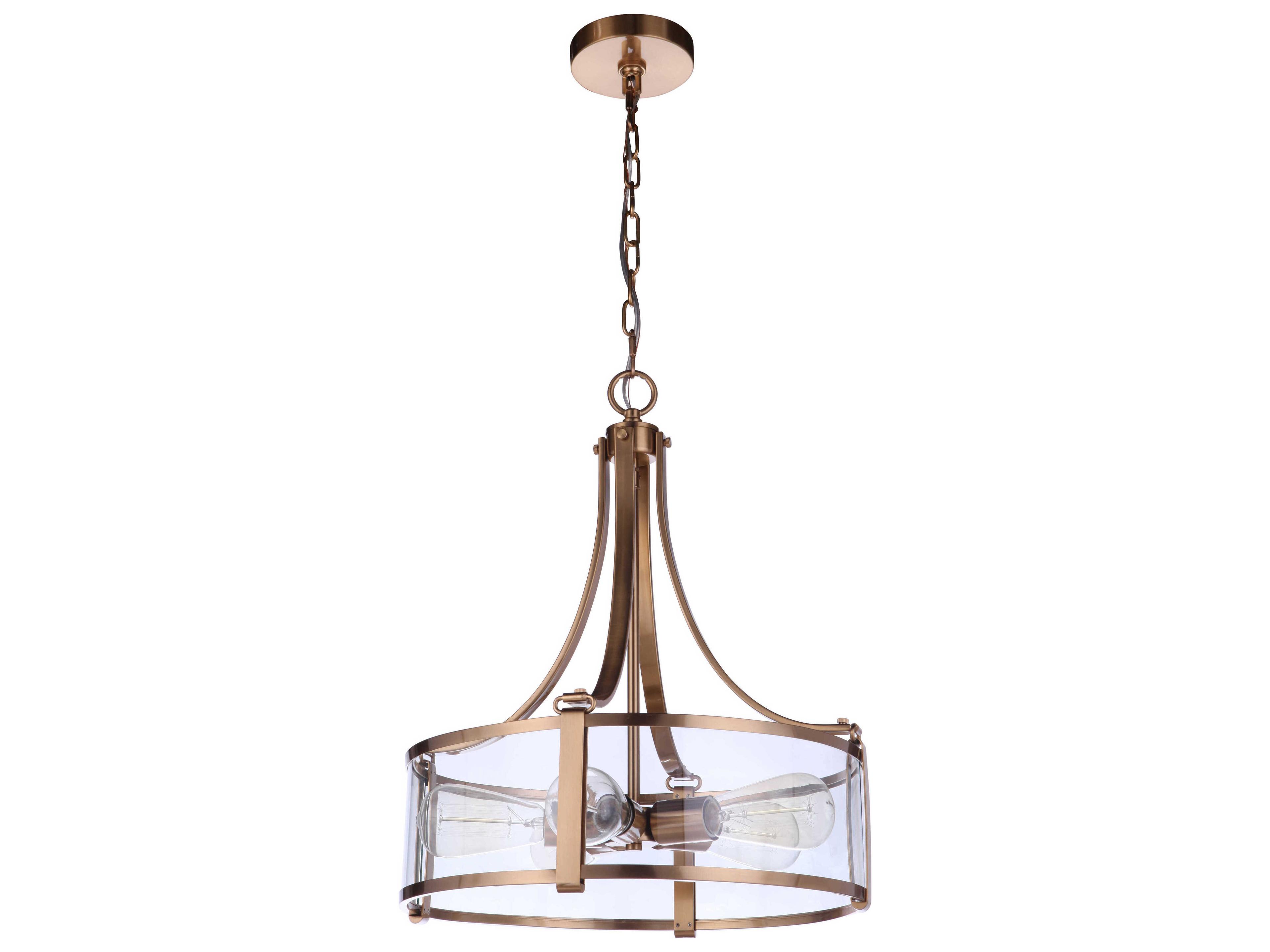 Craftmade Elliot 5-Light Satin Brass Glass Drum Pendant