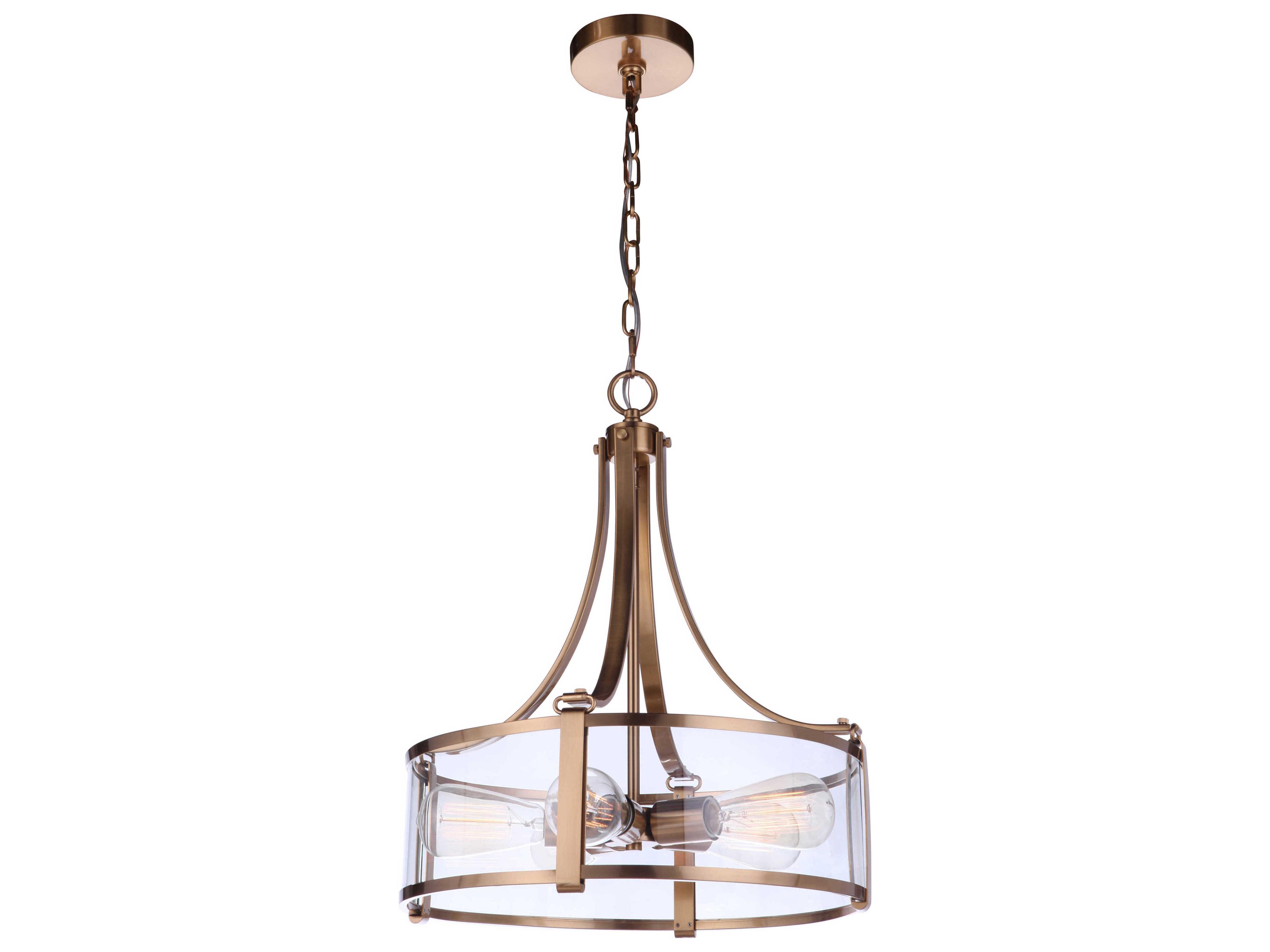 Craftmade Elliot 5-Light Satin Brass Glass Drum Pendant