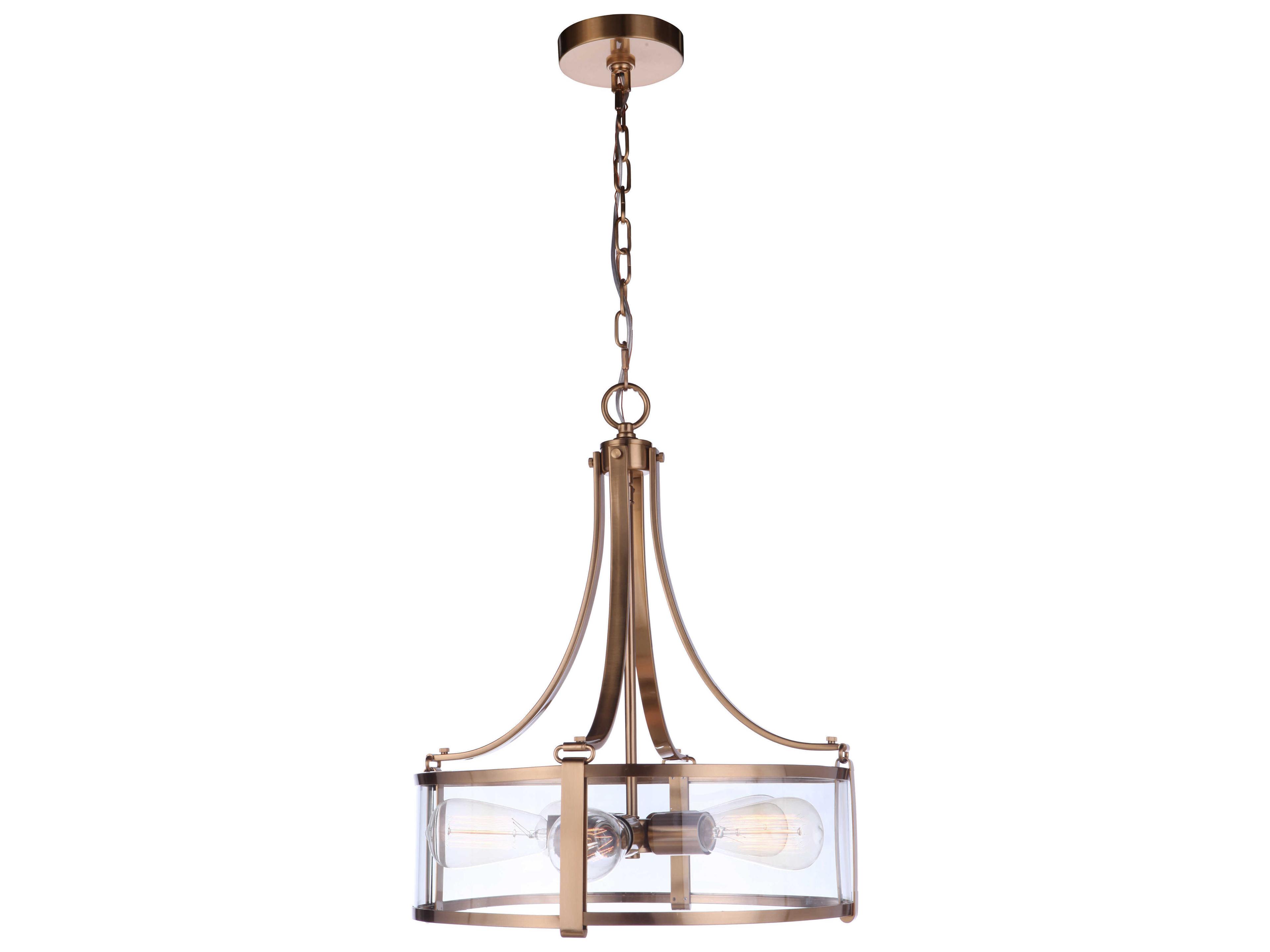 Craftmade Elliot 5-Light Satin Brass Glass Drum Pendant