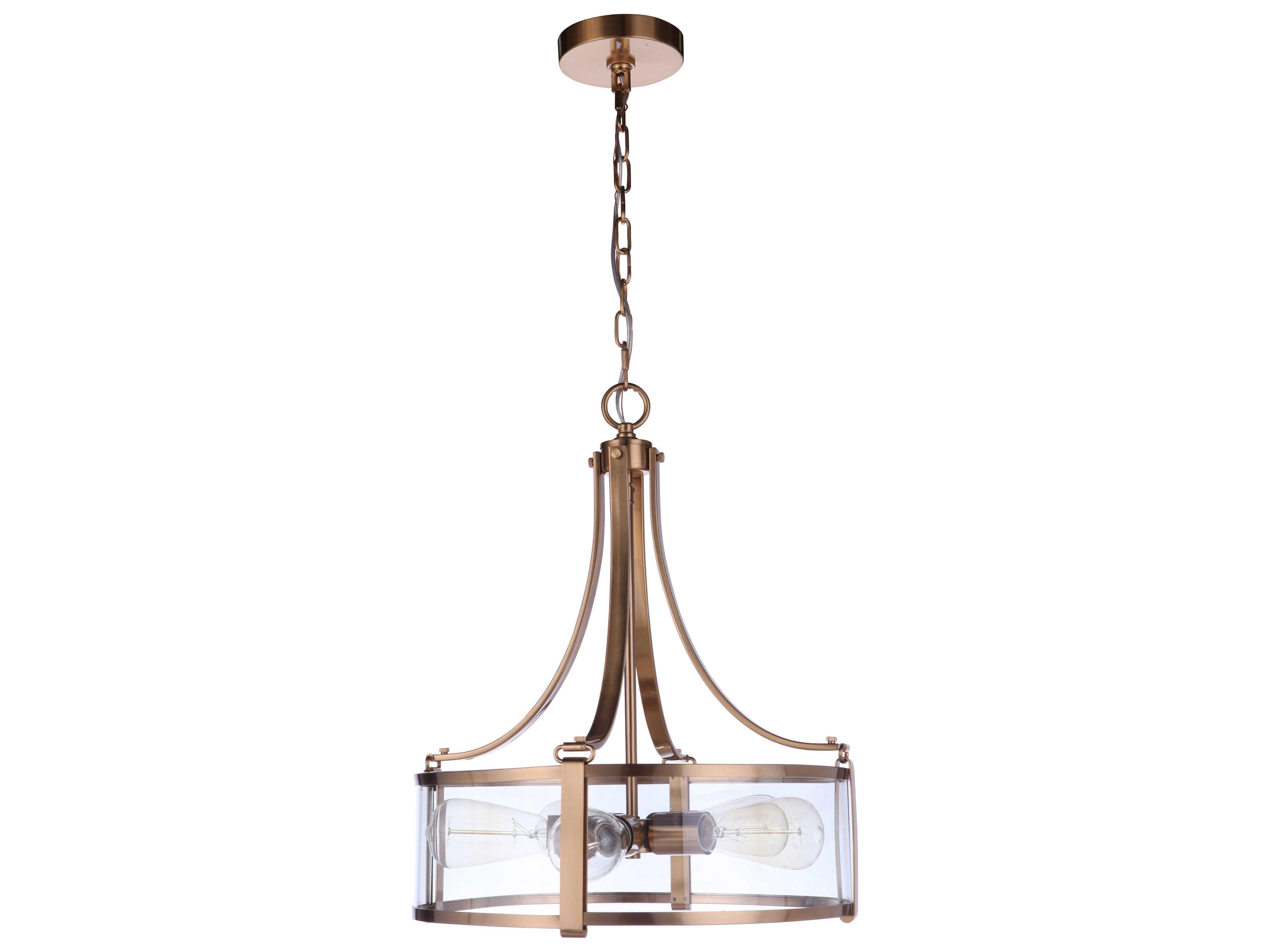 Craftmade Elliot 5-Light Satin Brass Glass Drum Pendant