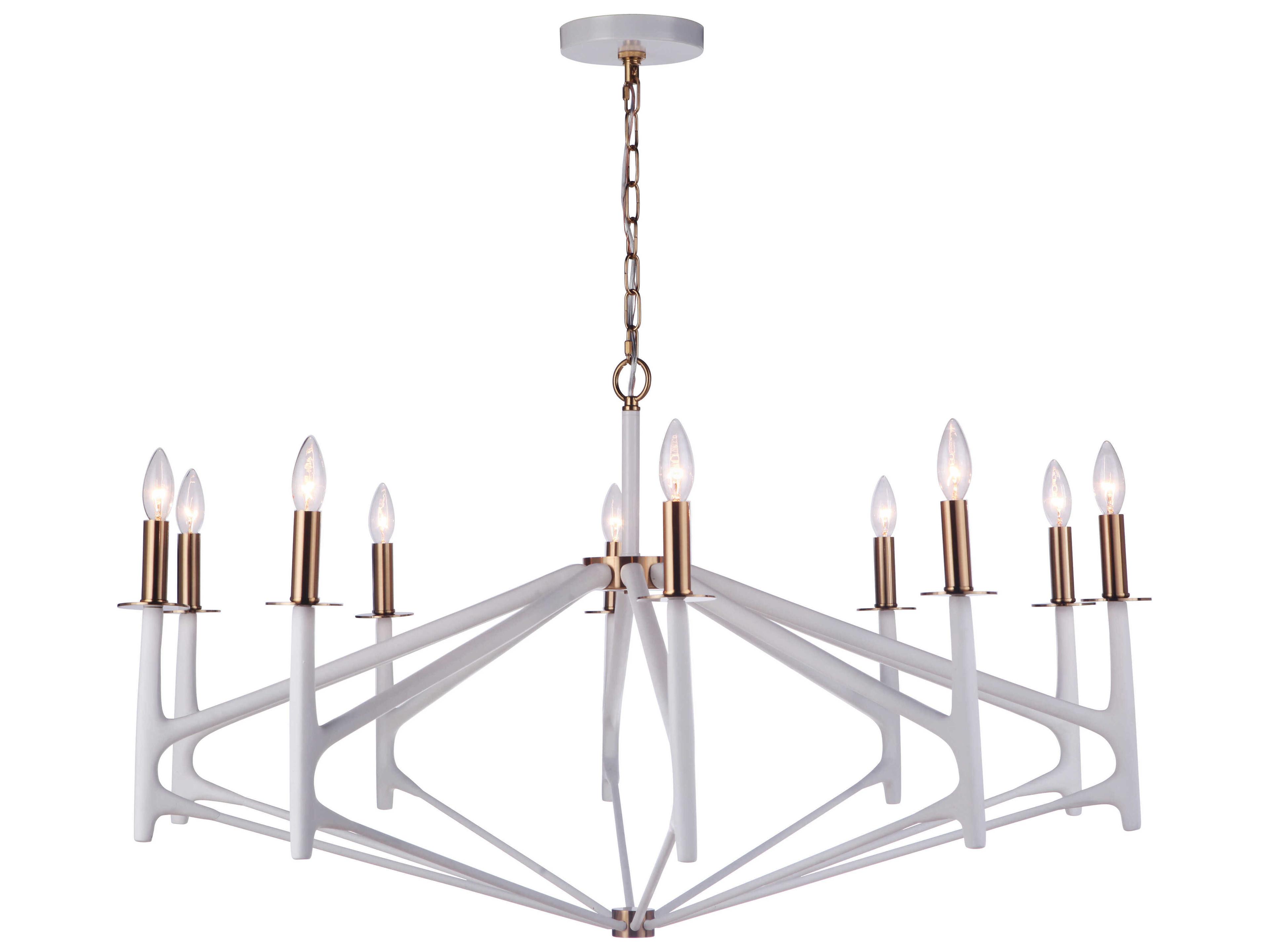 Craftmade The Reserve 10-Light Matte White Satin Brass Candelabra Chandelier