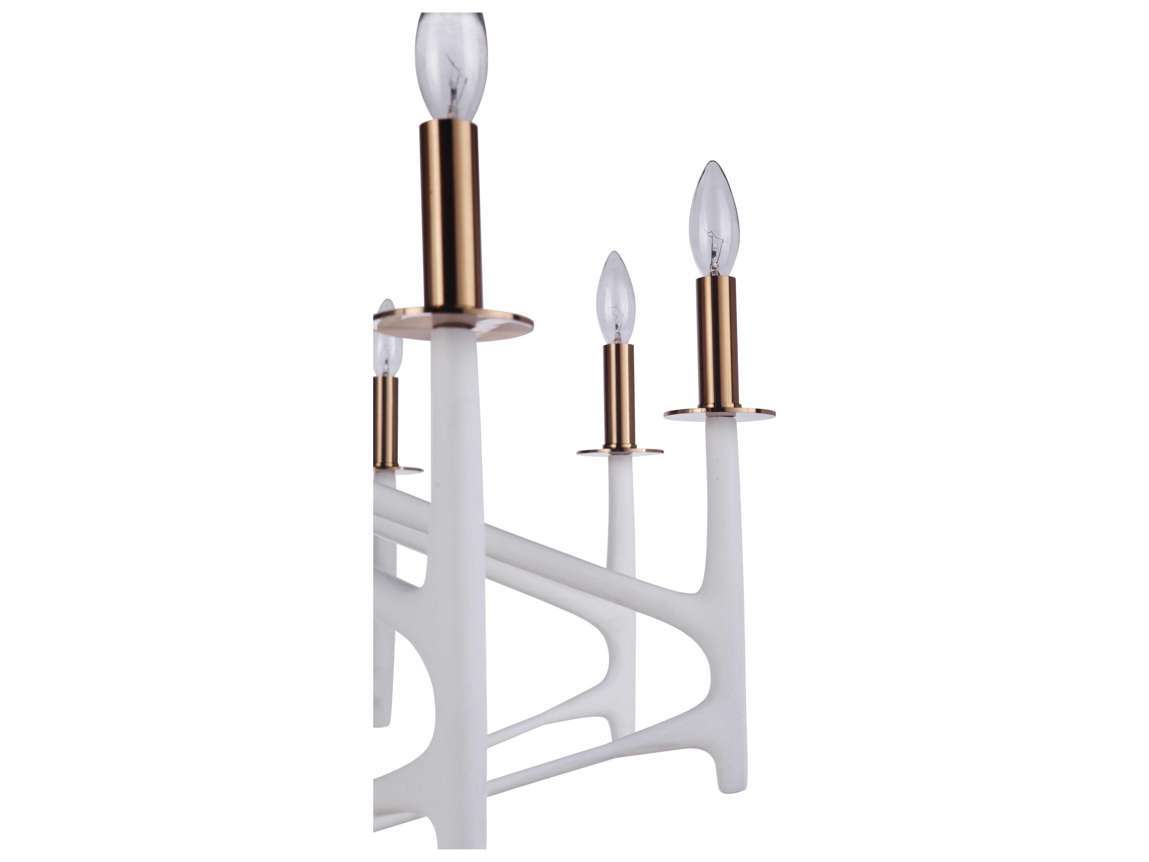Craftmade The Reserve 10-Light Matte White Satin Brass Candelabra Chandelier