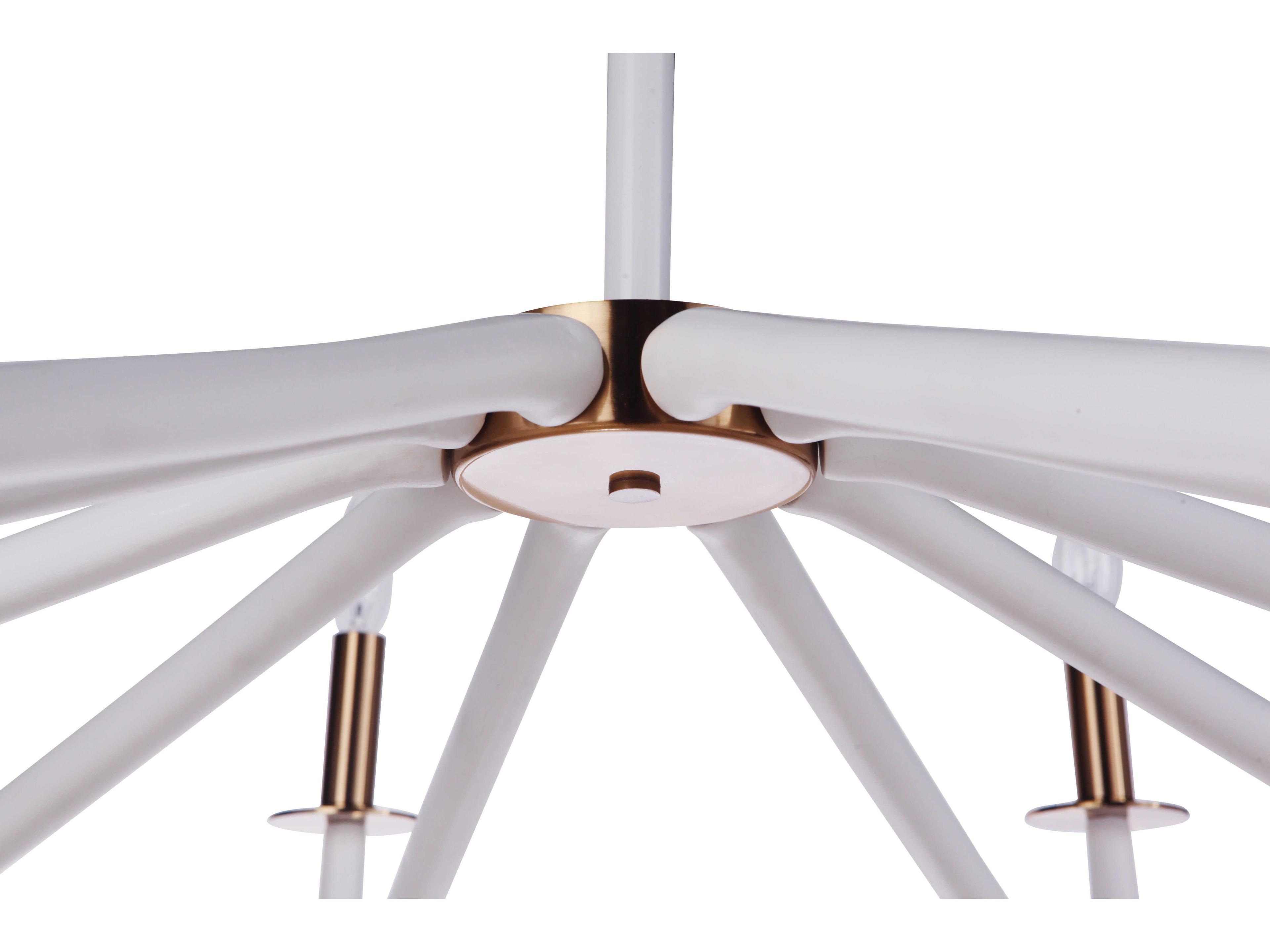 Craftmade The Reserve 10-Light Matte White Satin Brass Candelabra Chandelier