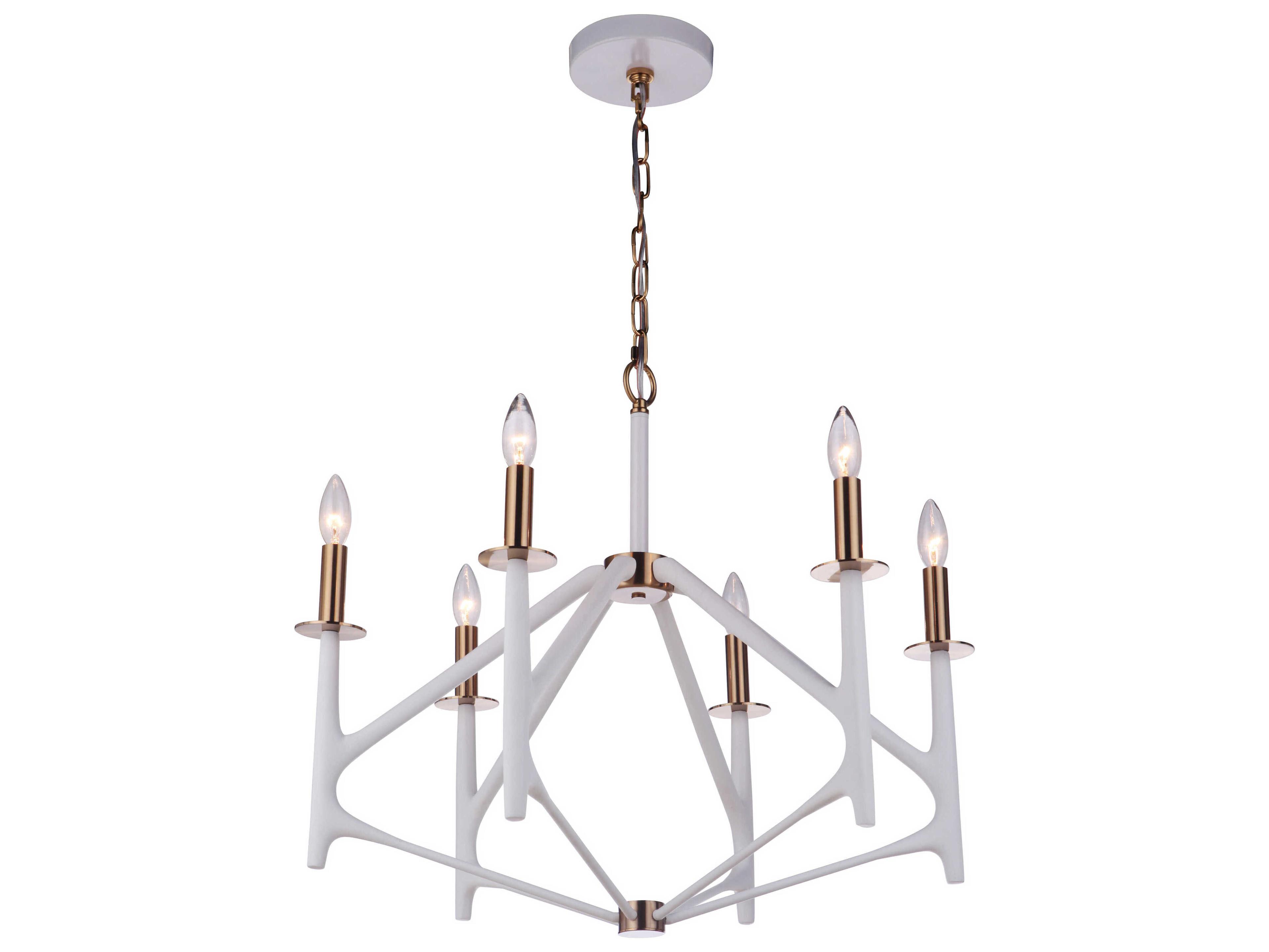 Craftmade The Reserve 6-Light Matte White Satin Brass Candelabra Chandelier