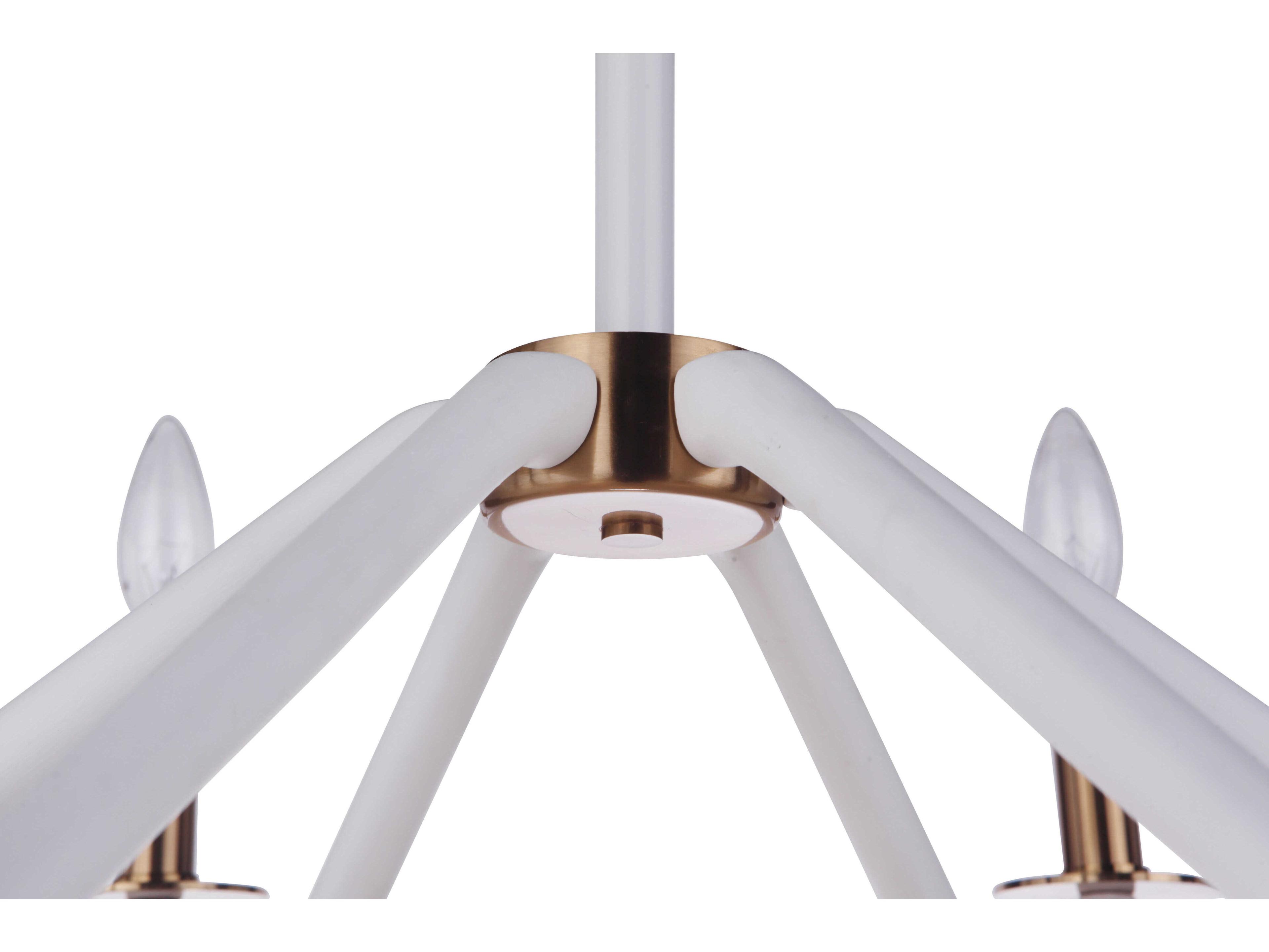 Craftmade The Reserve 6-Light Matte White Satin Brass Candelabra Chandelier