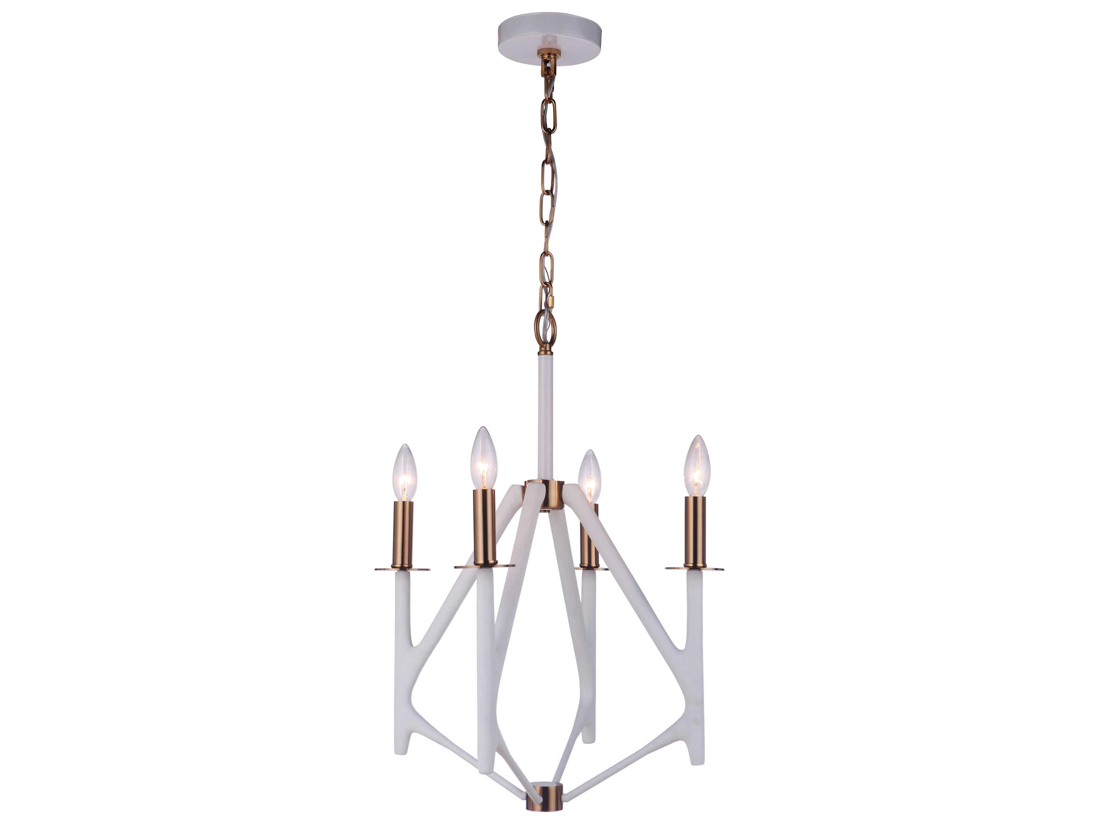 Craftmade The Reserve 4-Light Matte White Satin Brass Candelabra Chandelier