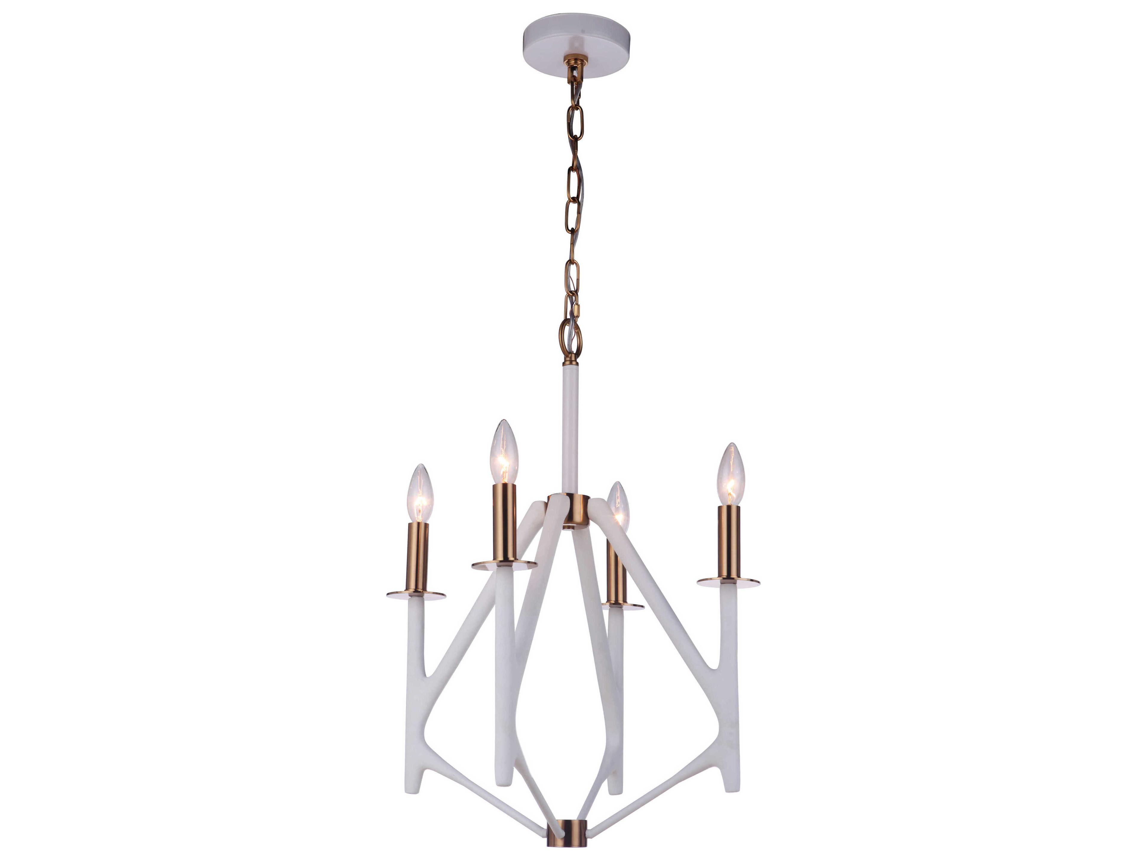 Craftmade The Reserve 4-Light Matte White Satin Brass Candelabra Chandelier