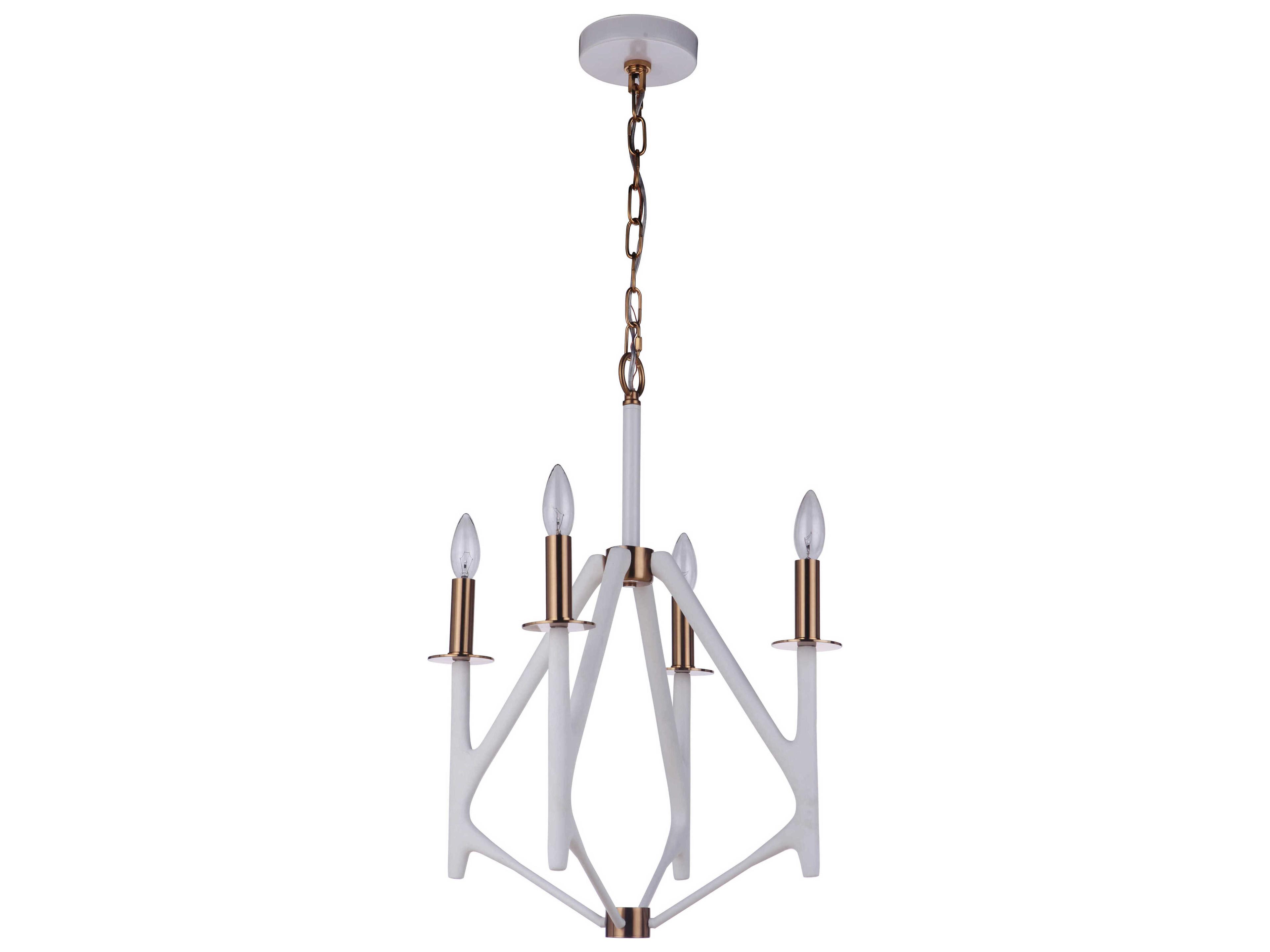 Craftmade The Reserve 4-Light Matte White Satin Brass Candelabra Chandelier