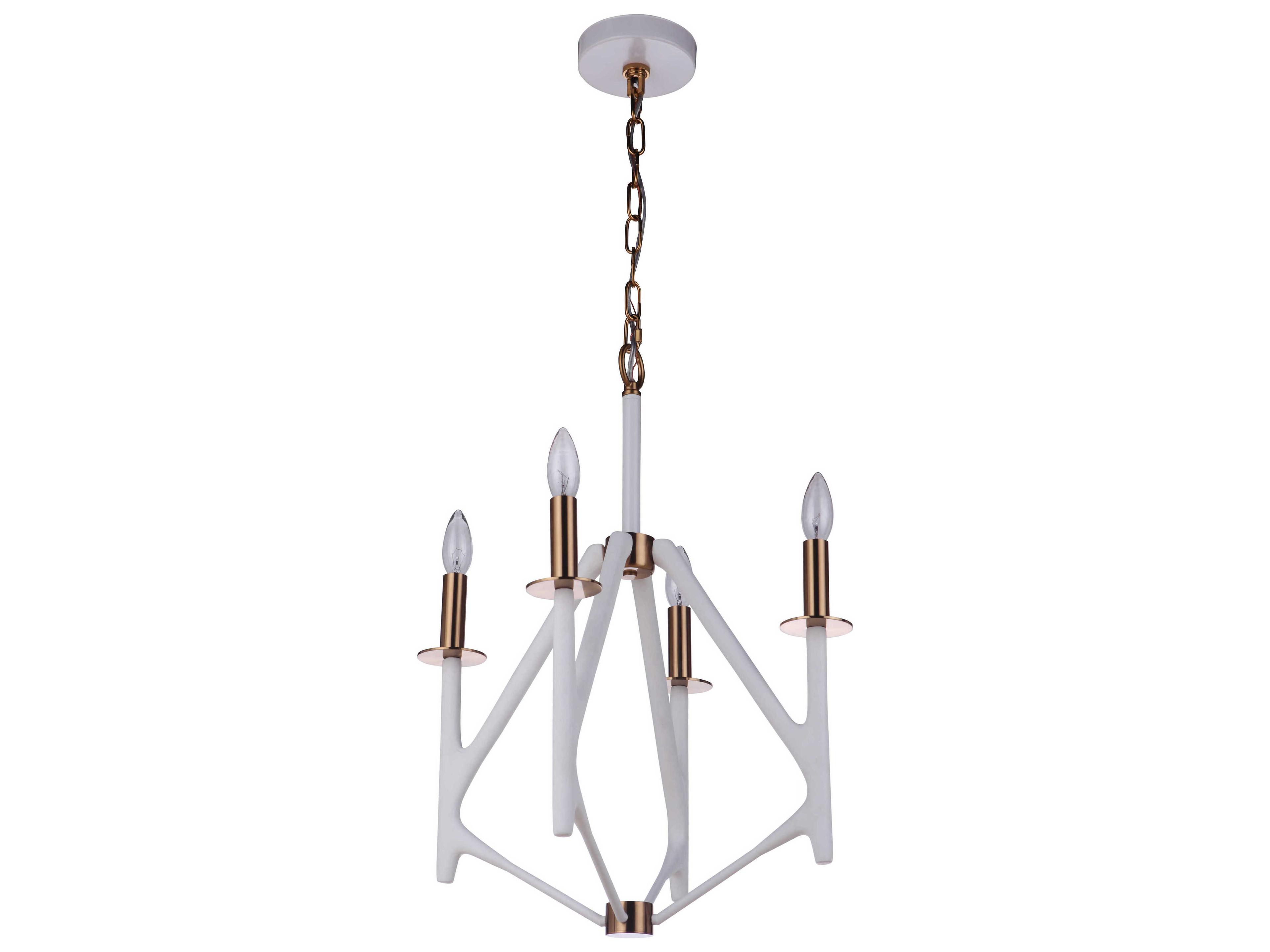 Craftmade The Reserve 4-Light Matte White Satin Brass Candelabra Chandelier