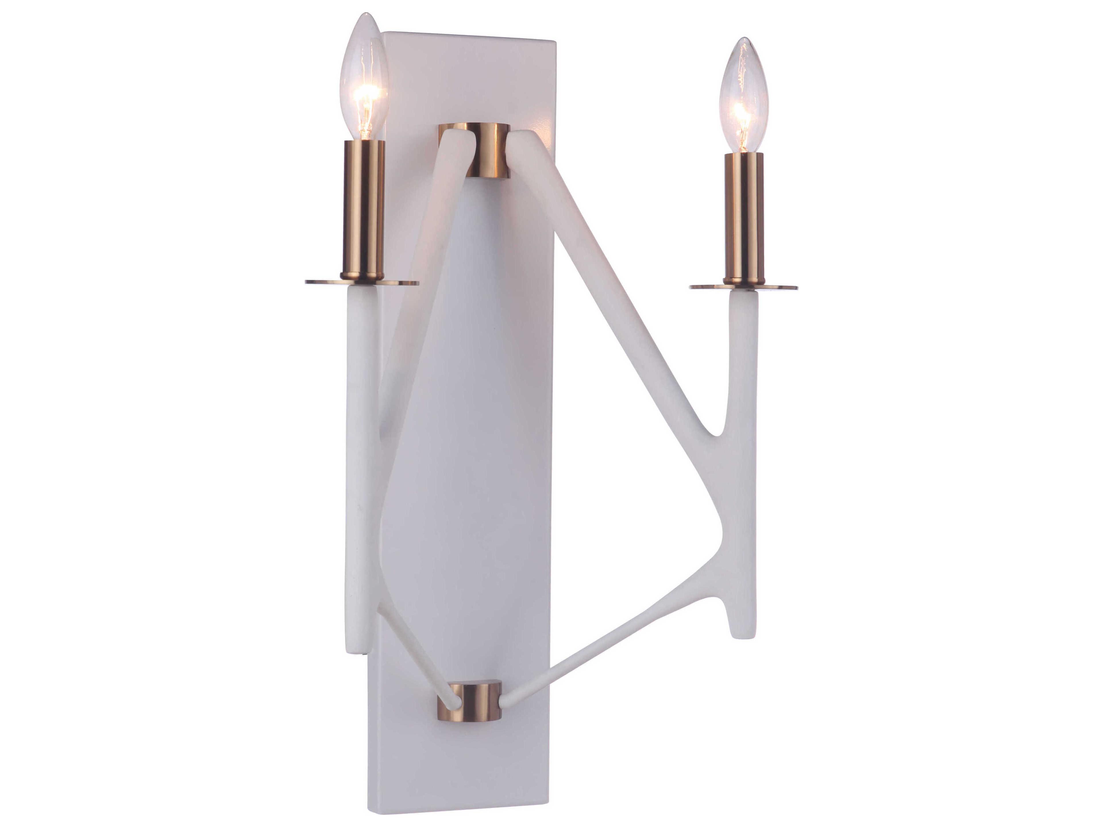Craftmade The Reserve 2-Light Matte White Satin Brass Wall Sconce