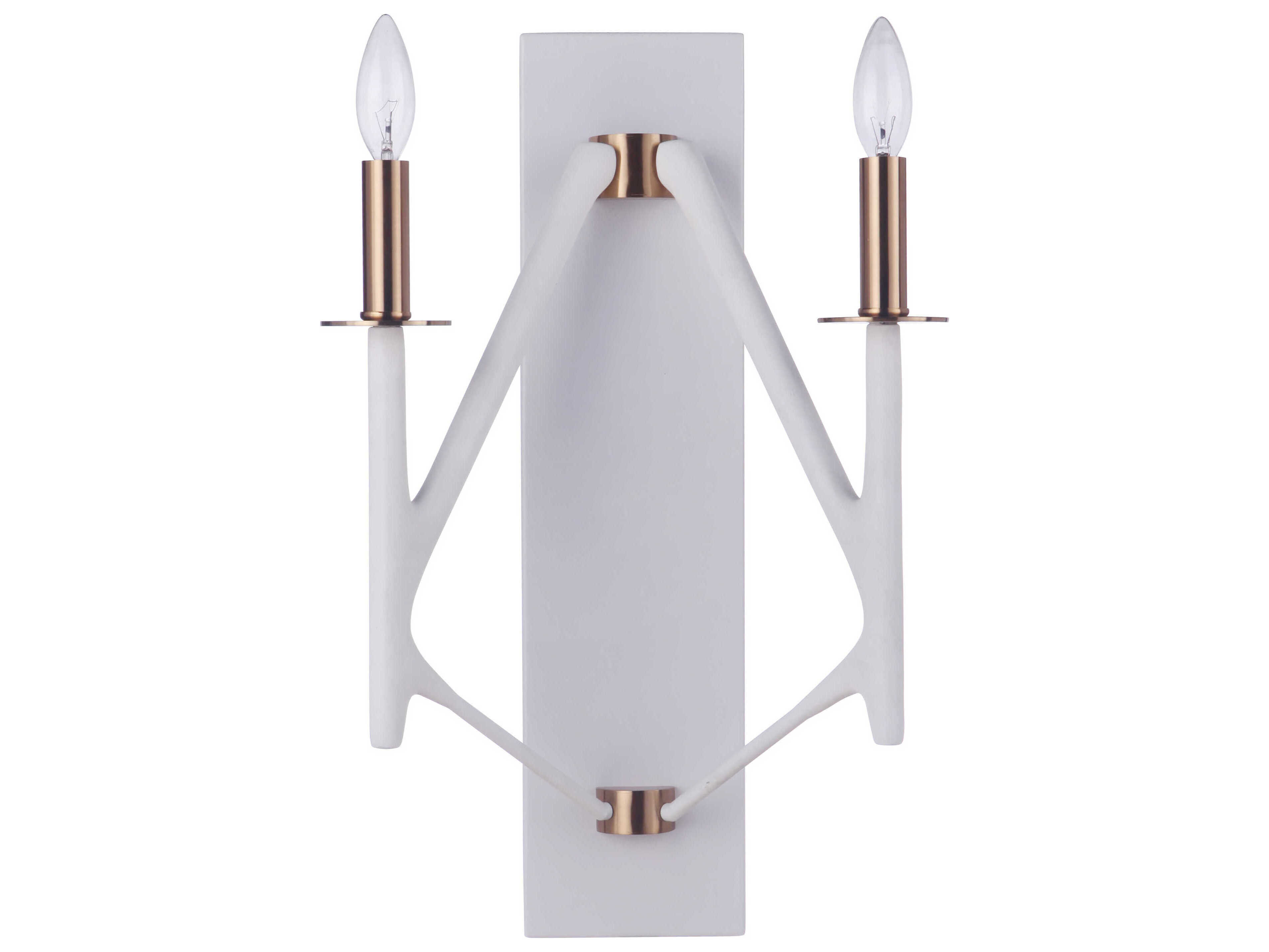 Craftmade The Reserve 2-Light Matte White Satin Brass Wall Sconce