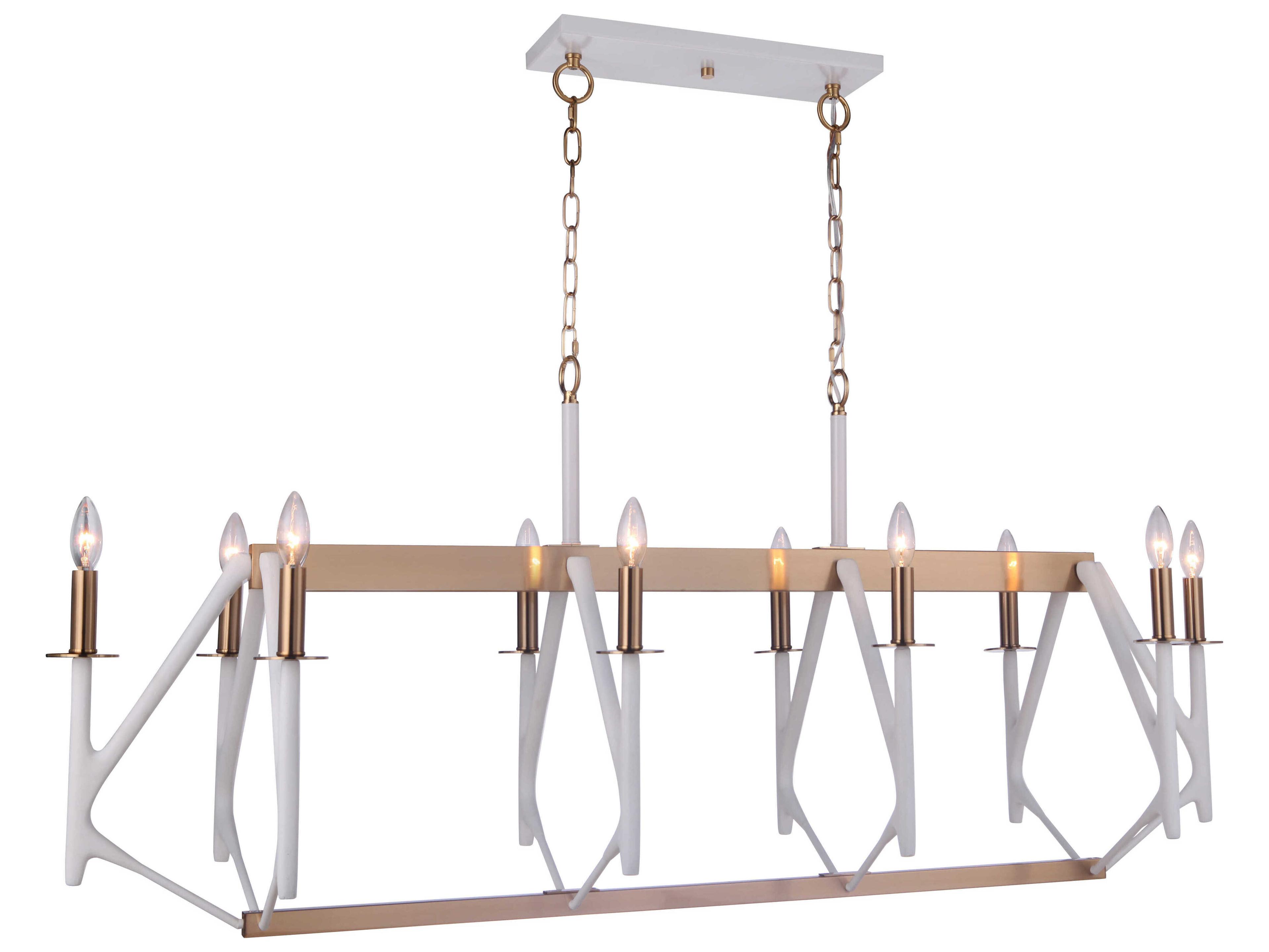 Craftmade The Reserve 10-Light Matte White Satin Brass Linear Island Pendant