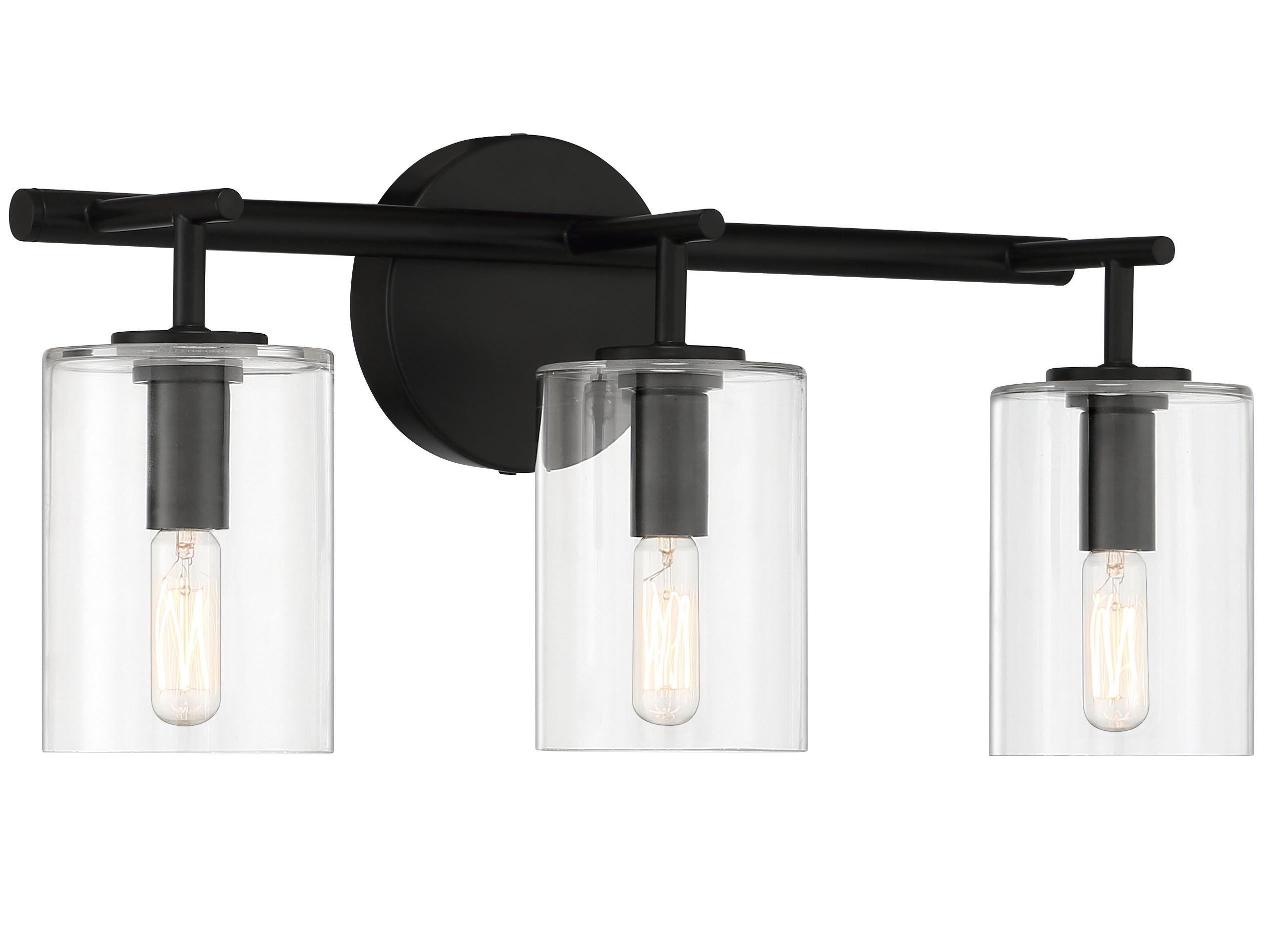 Craftmade Hailie 3-Light Flat Black Glass Vanity Light