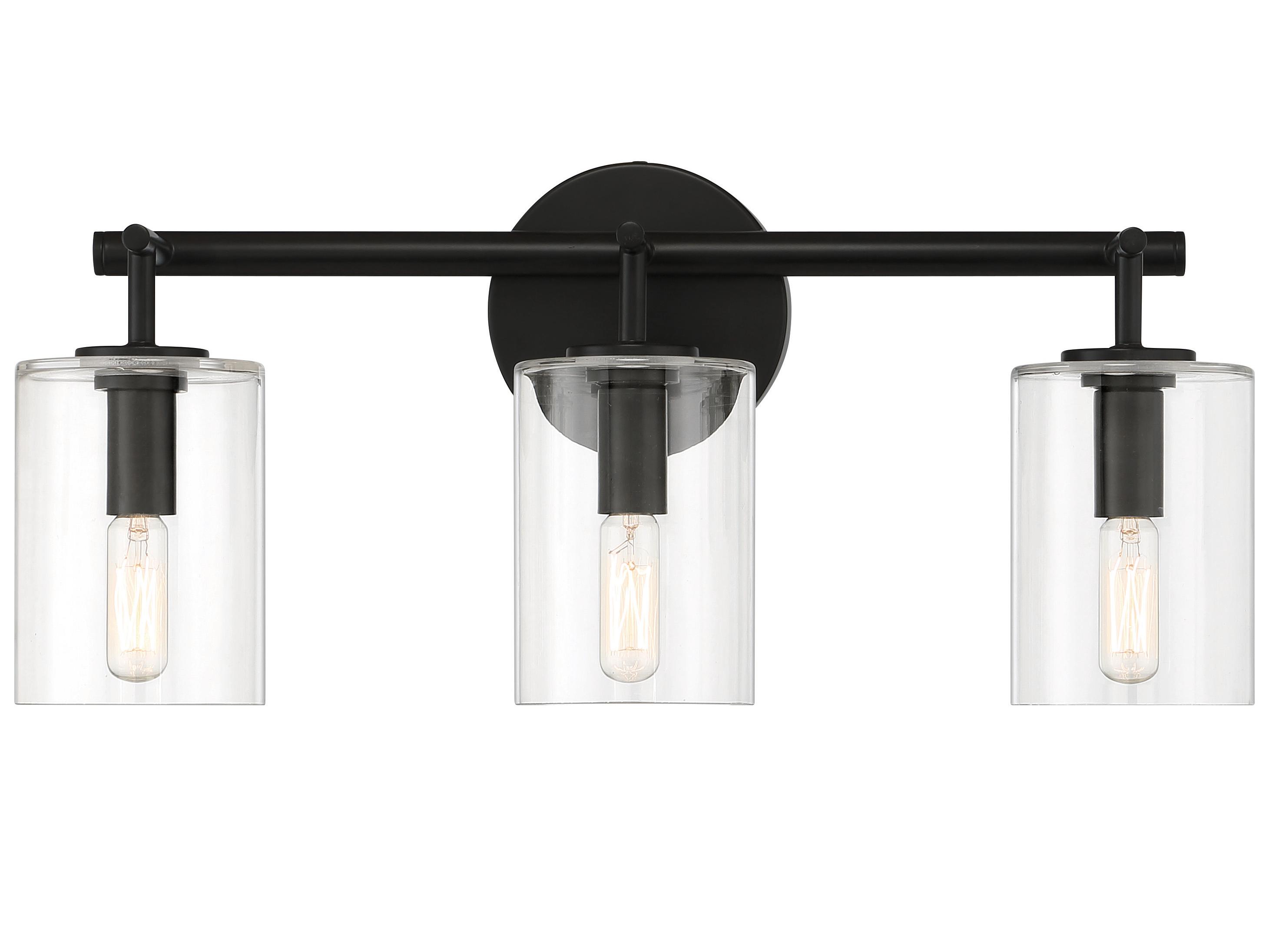 Craftmade Hailie 3-Light Flat Black Glass Vanity Light