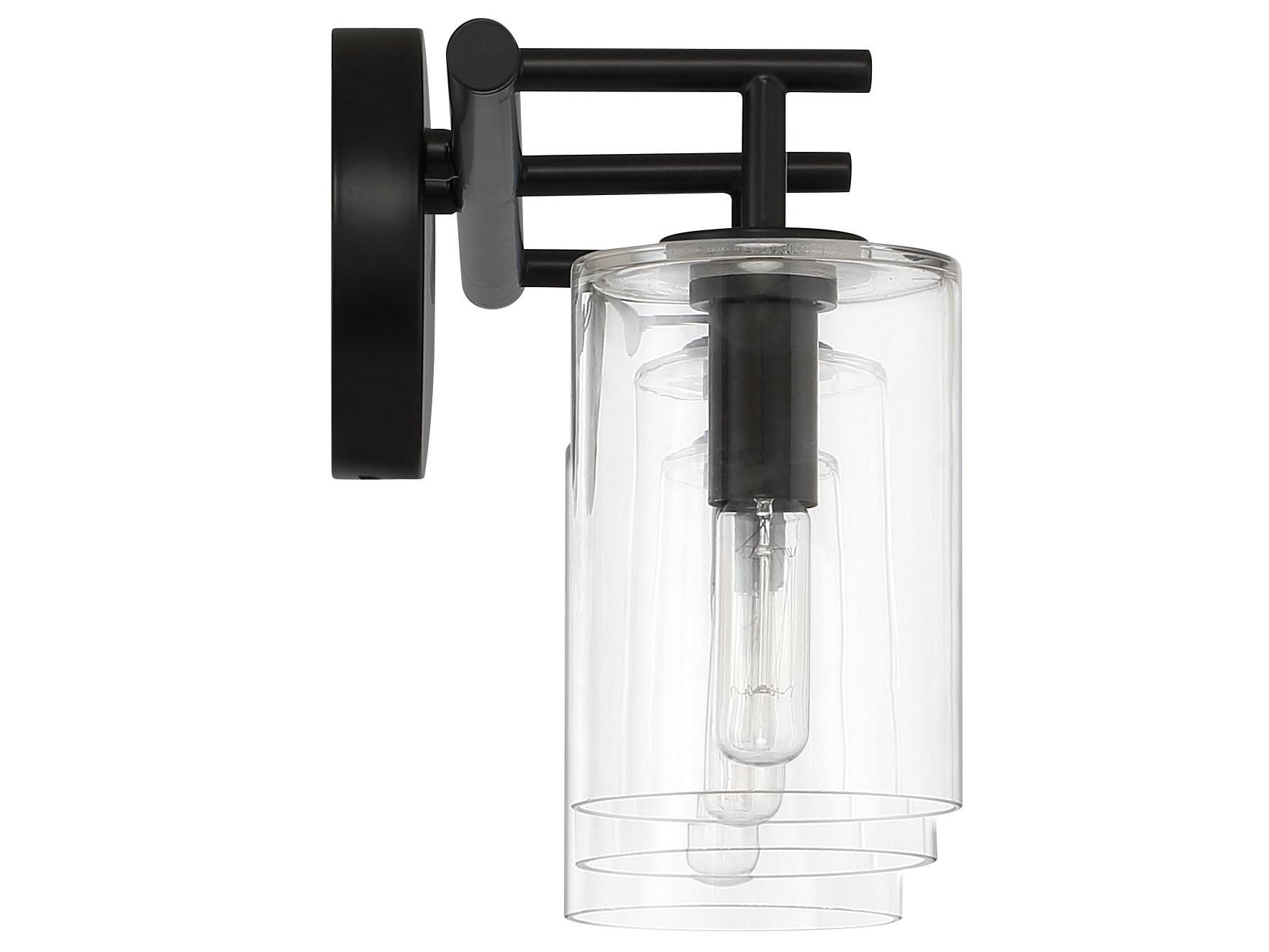 Craftmade Hailie 3-Light Flat Black Glass Vanity Light