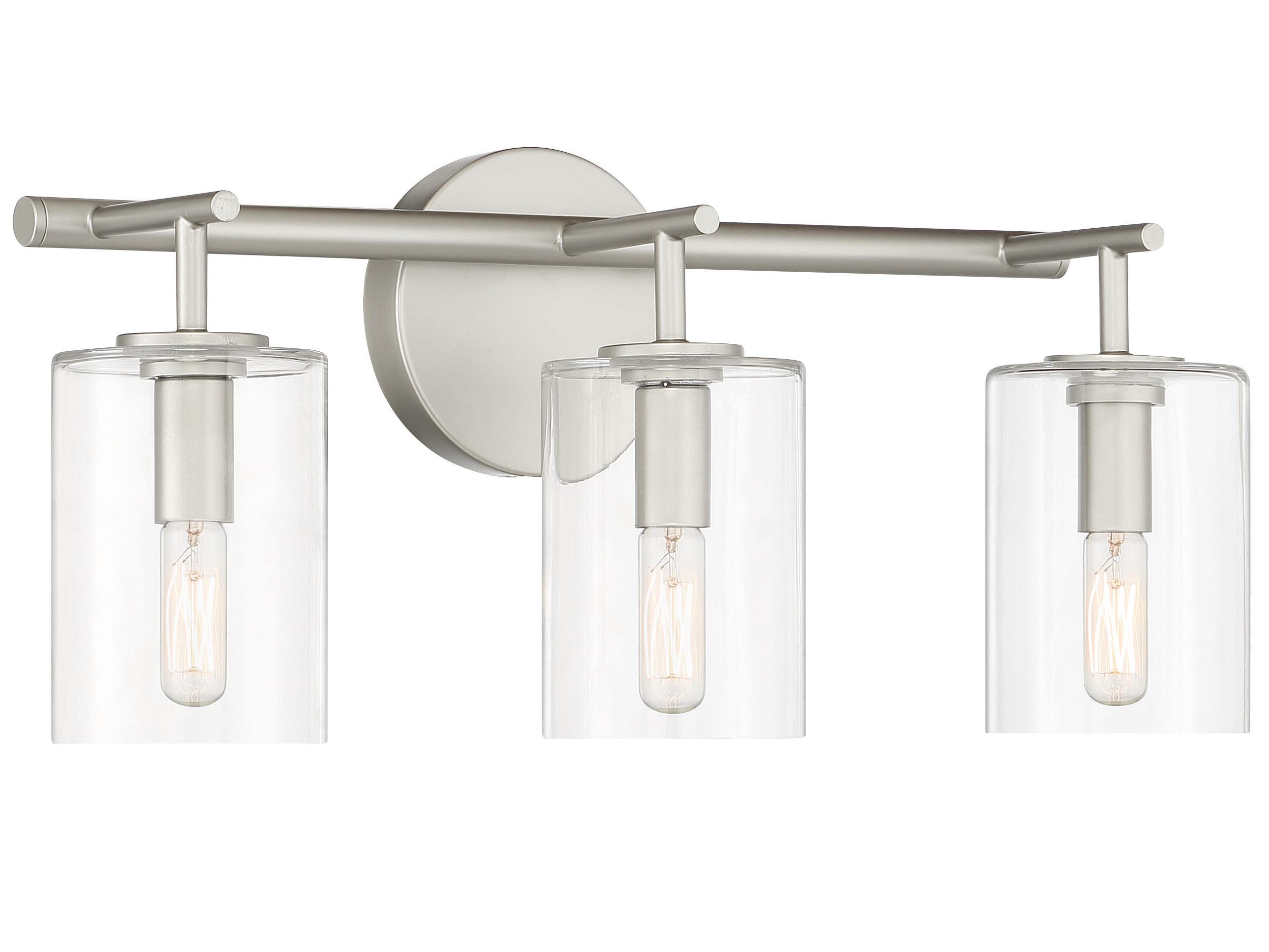 Craftmade Hailie 3-Light Satin Nickel Glass Vanity Light