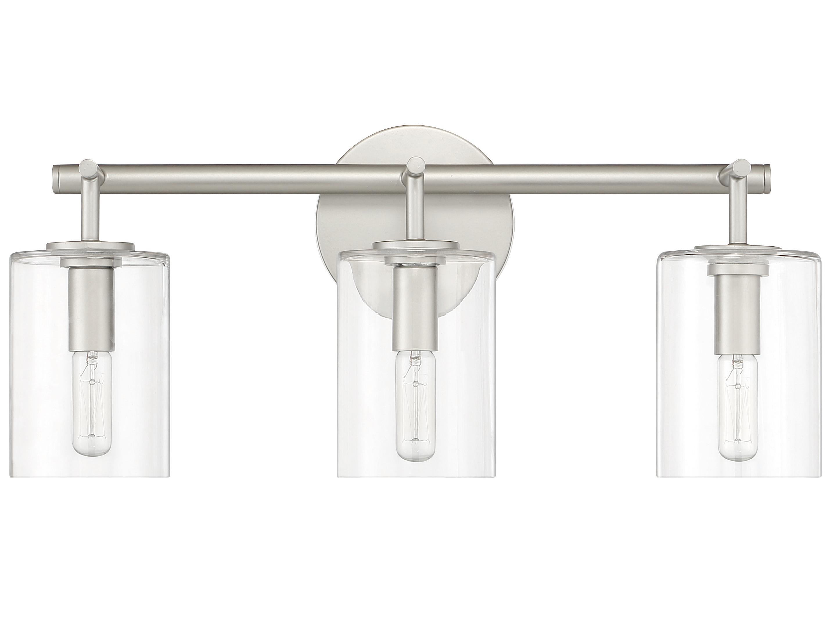 Craftmade Hailie 3-Light Satin Nickel Glass Vanity Light