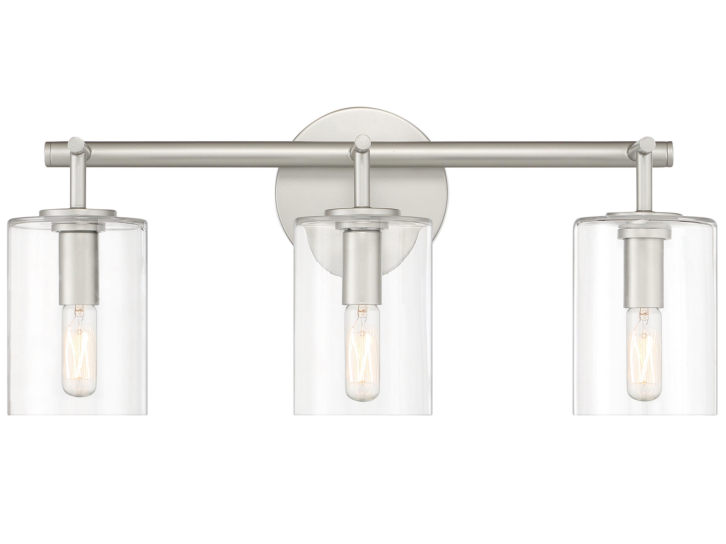 Craftmade Hailie 3-Light Satin Nickel Glass Vanity Light