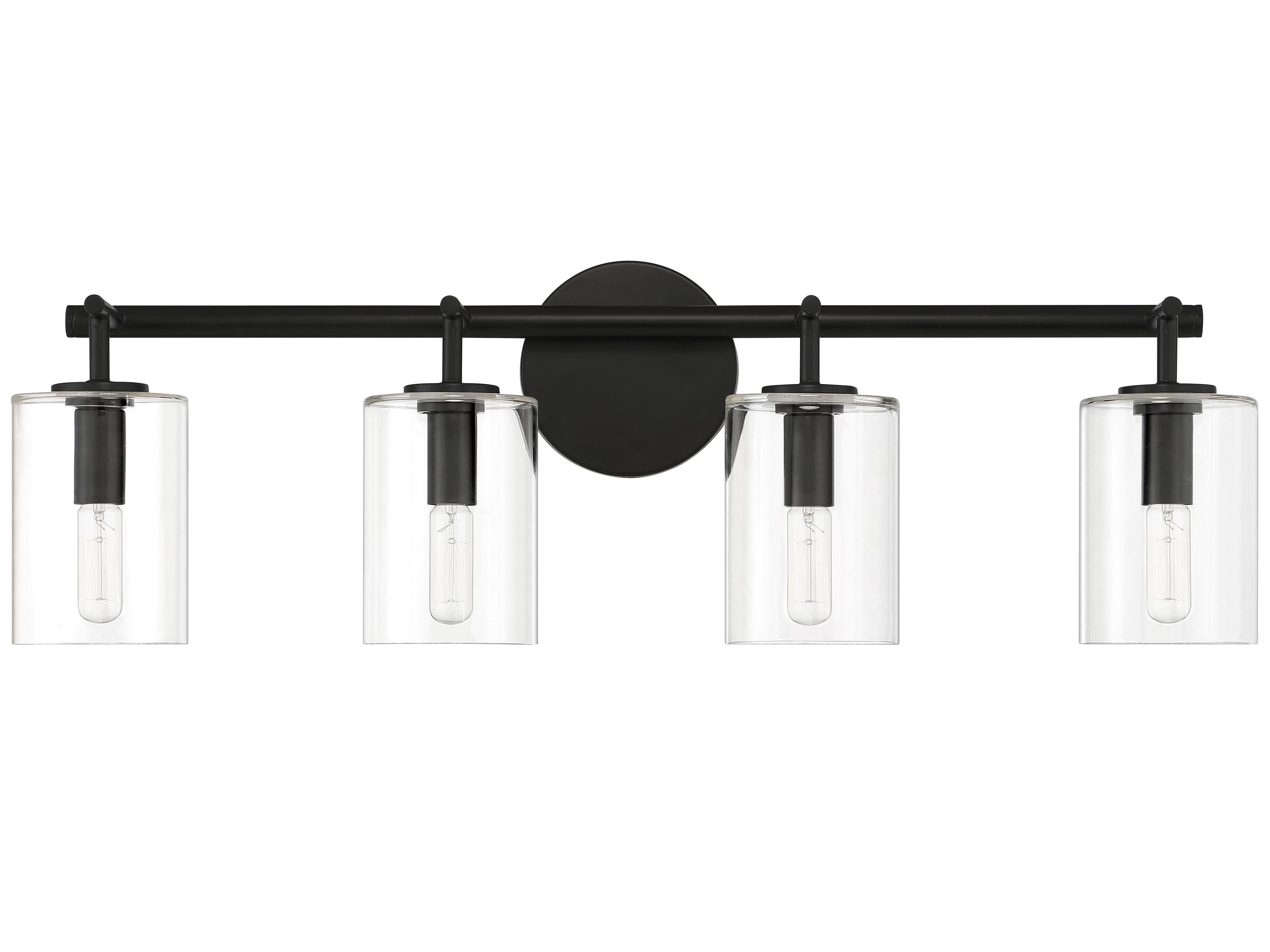 Craftmade Hailie 4-Light Flat Black Glass Vanity Light