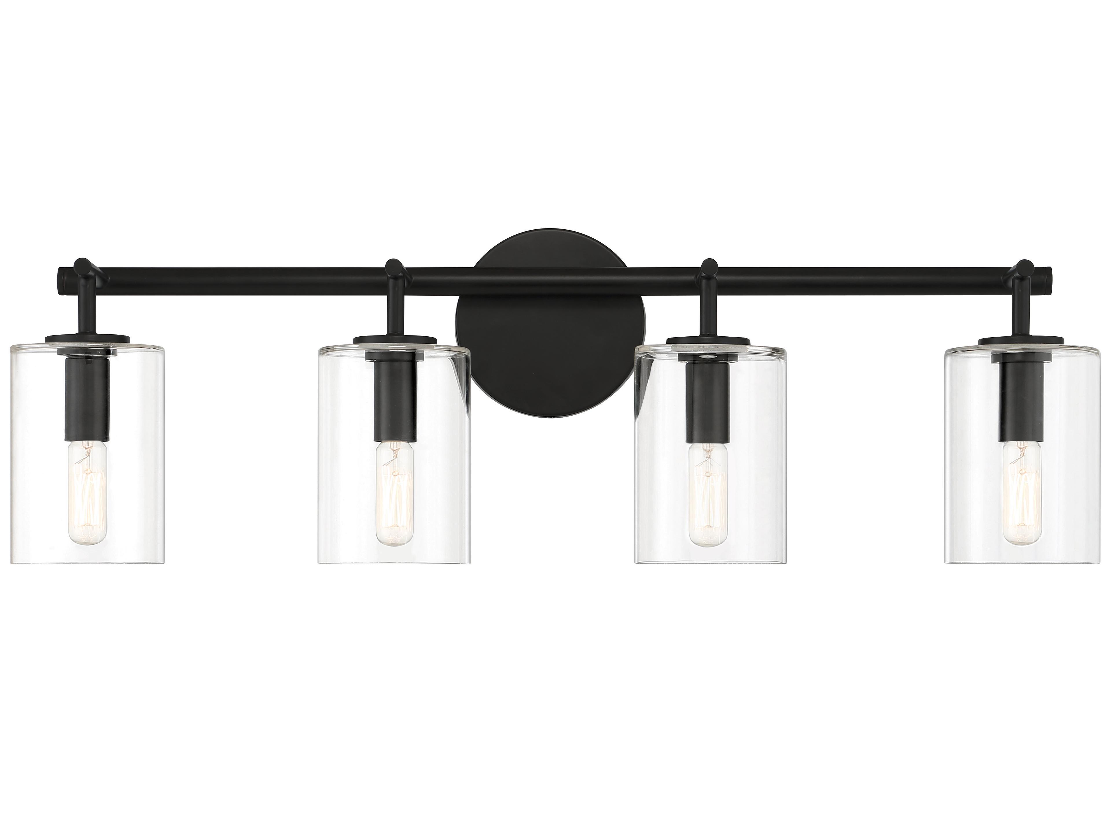 Craftmade Hailie 4-Light Flat Black Glass Vanity Light