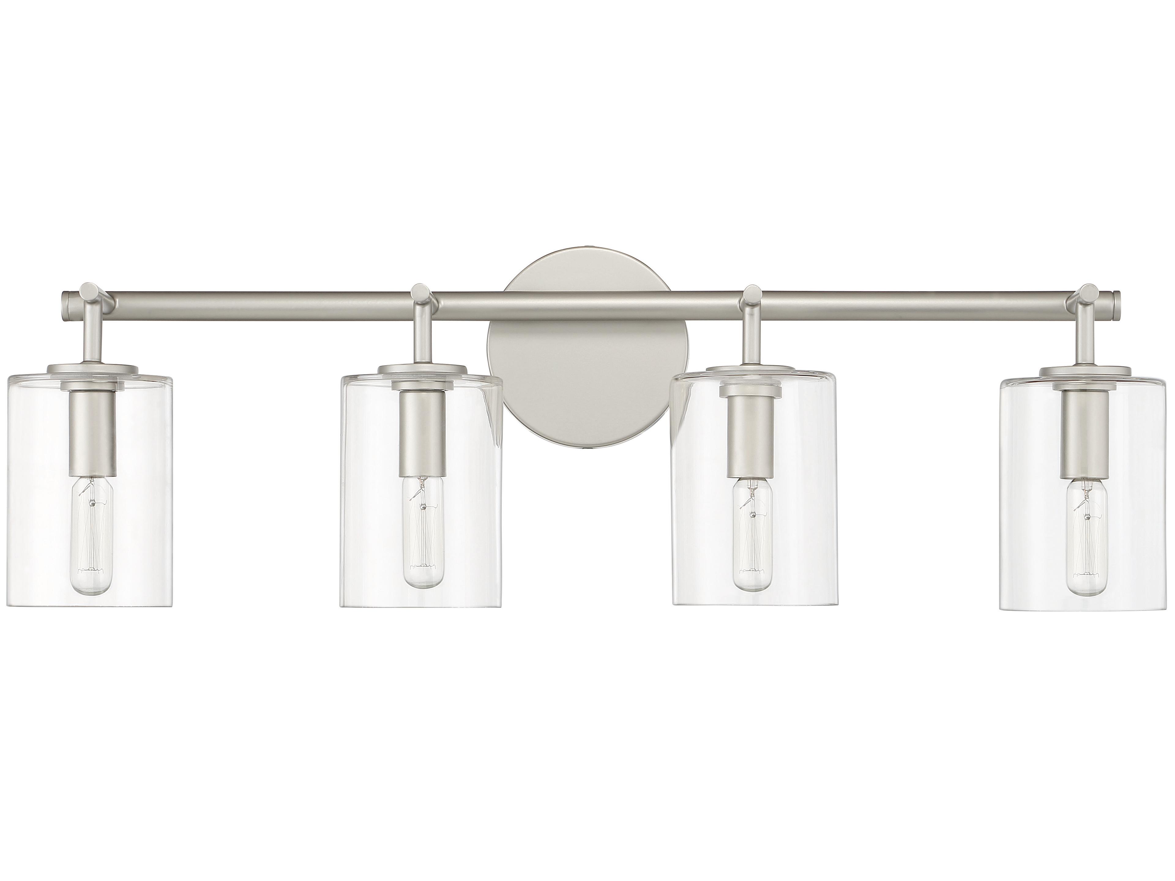 Craftmade Hailie 4-Light Satin Nickel Glass Vanity Light