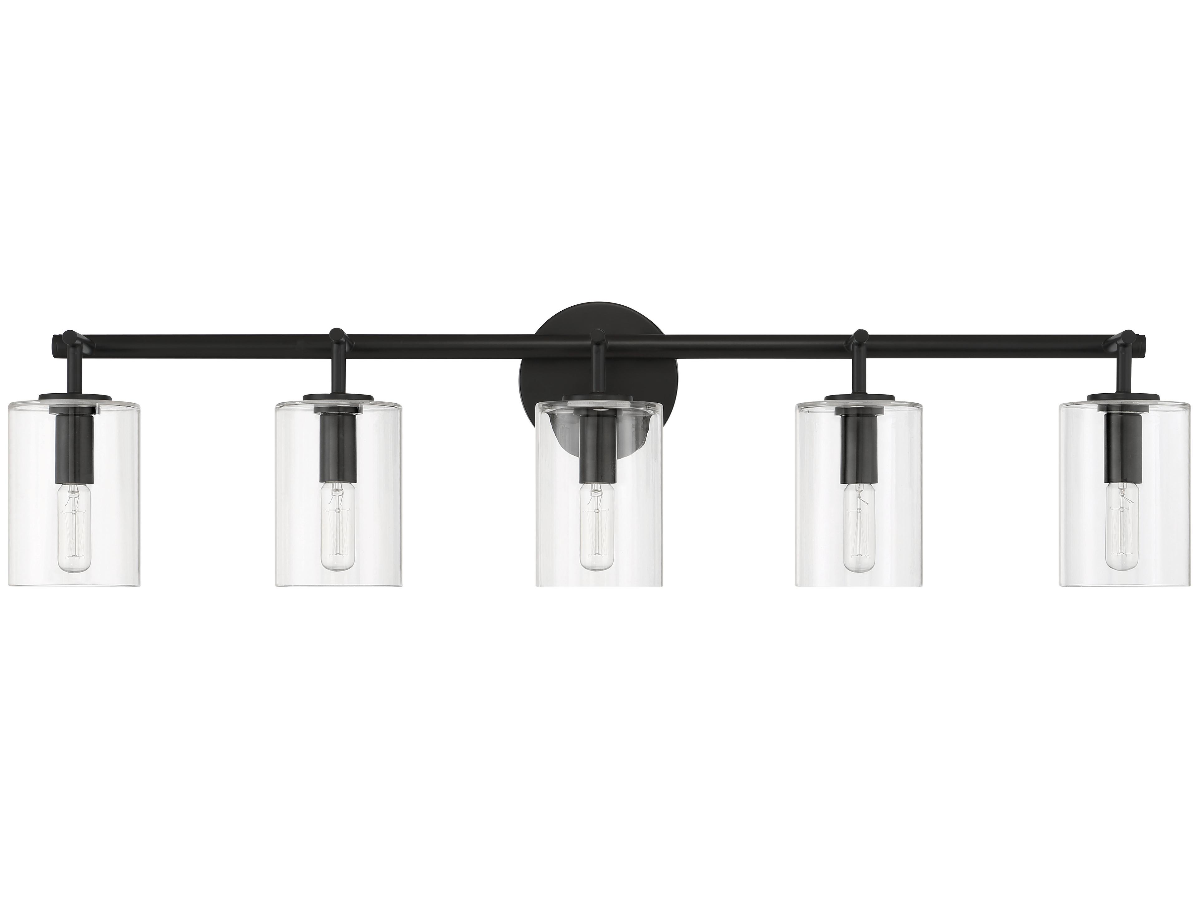 Craftmade Hailie 5-Light Flat Black Glass Vanity Light