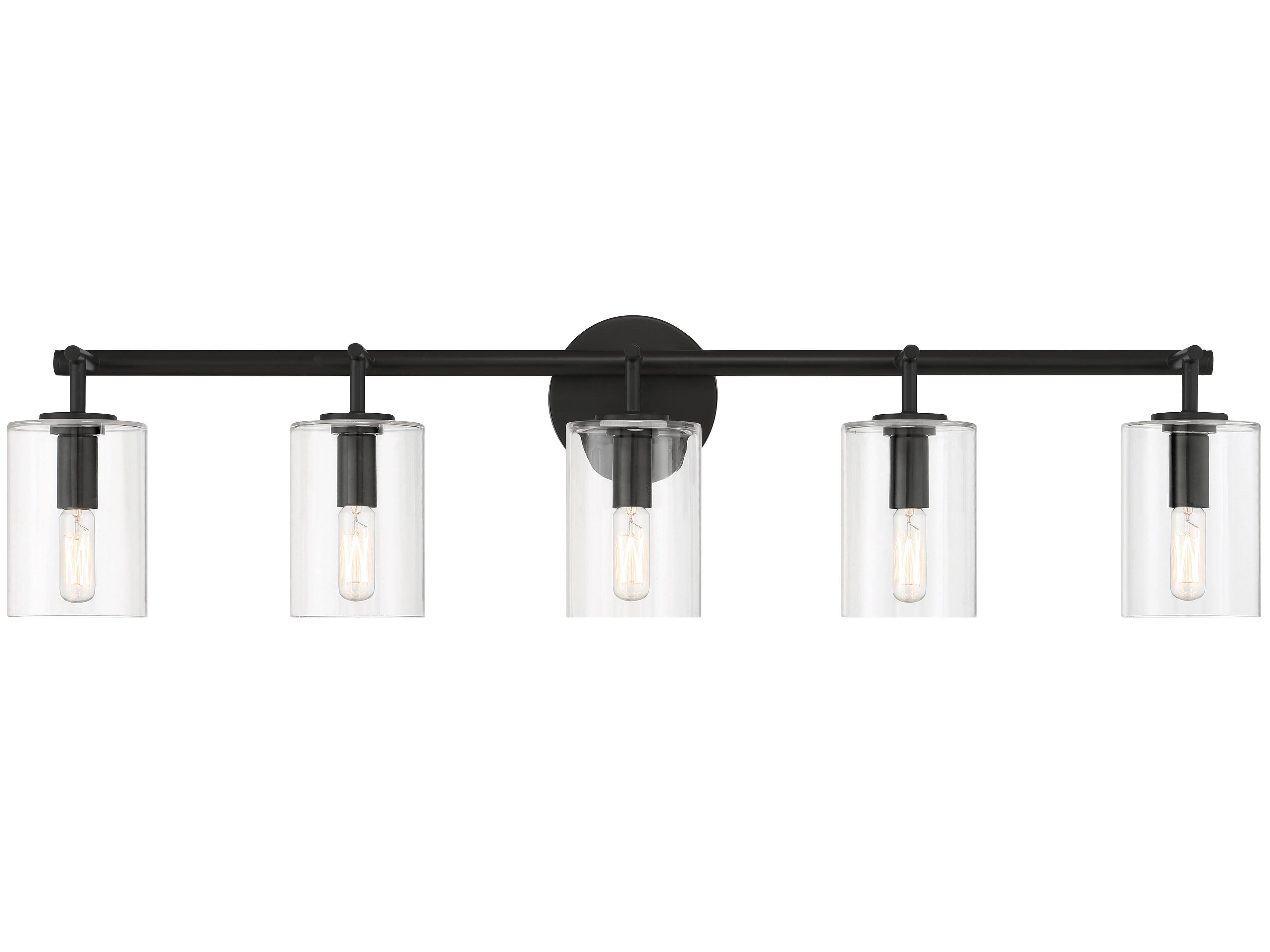 Craftmade Hailie 5-Light Flat Black Glass Vanity Light