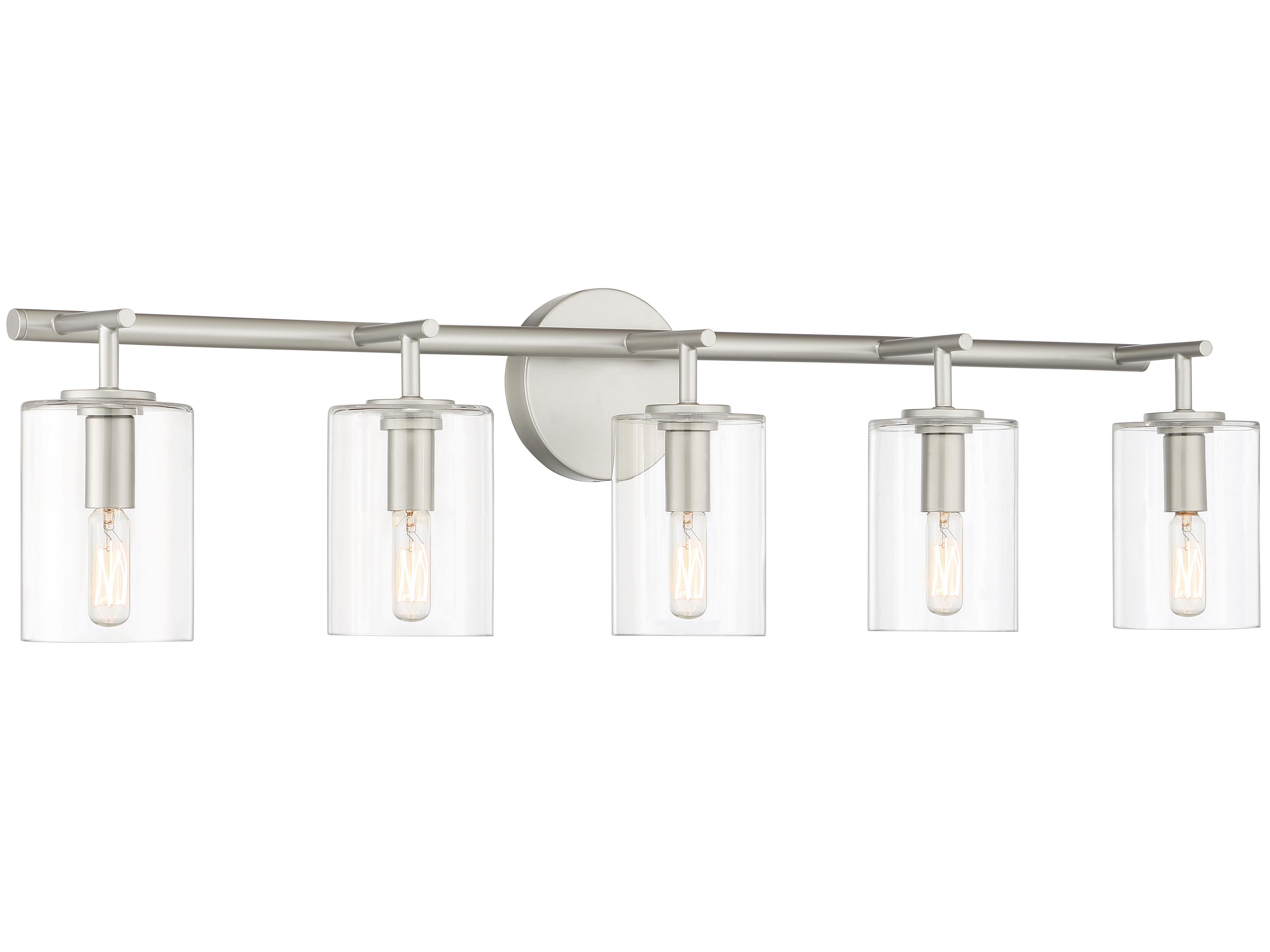 Craftmade Hailie 5-Light Satin Nickel Glass Vanity Light