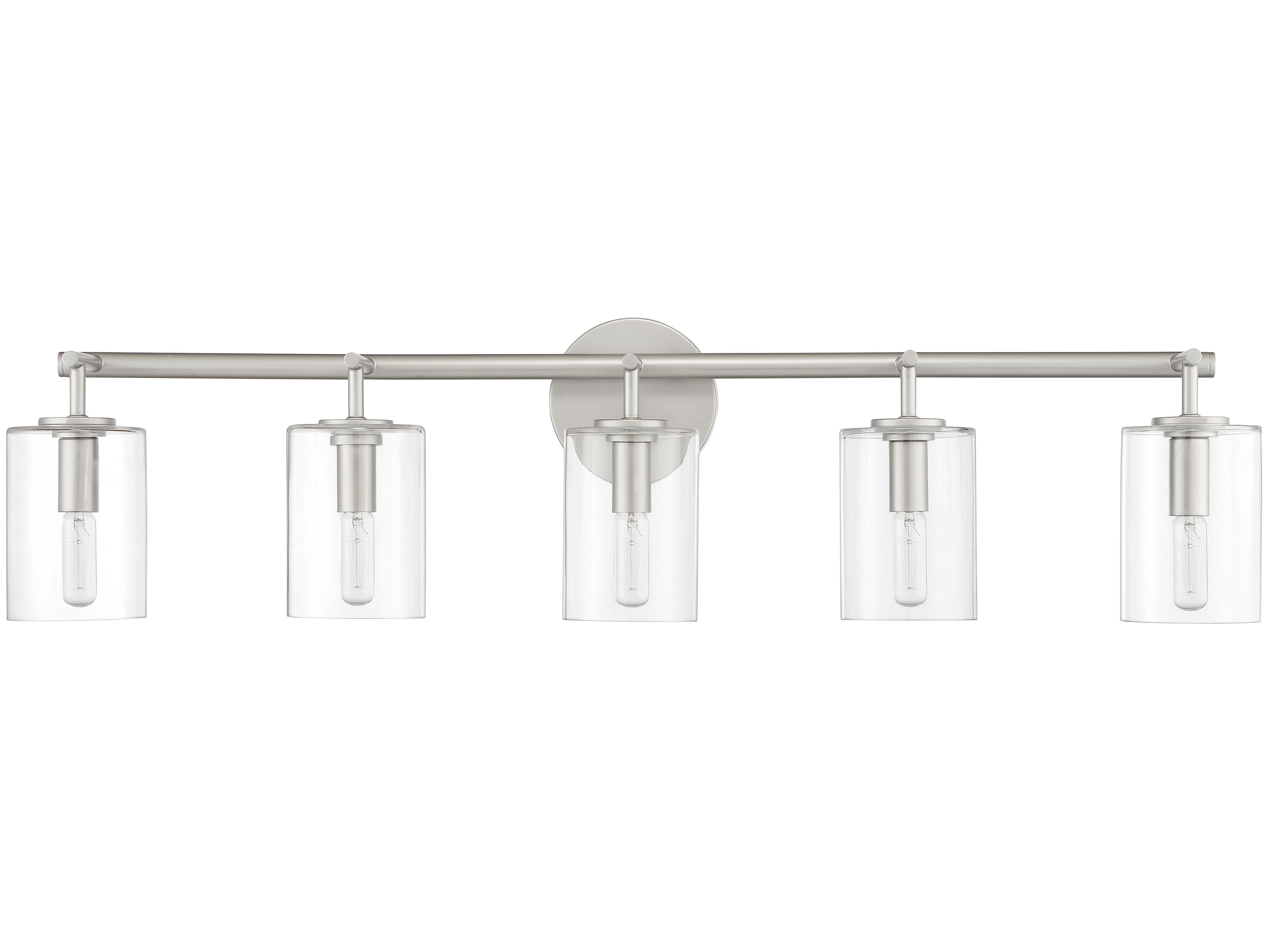 Craftmade Hailie 5-Light Satin Nickel Glass Vanity Light