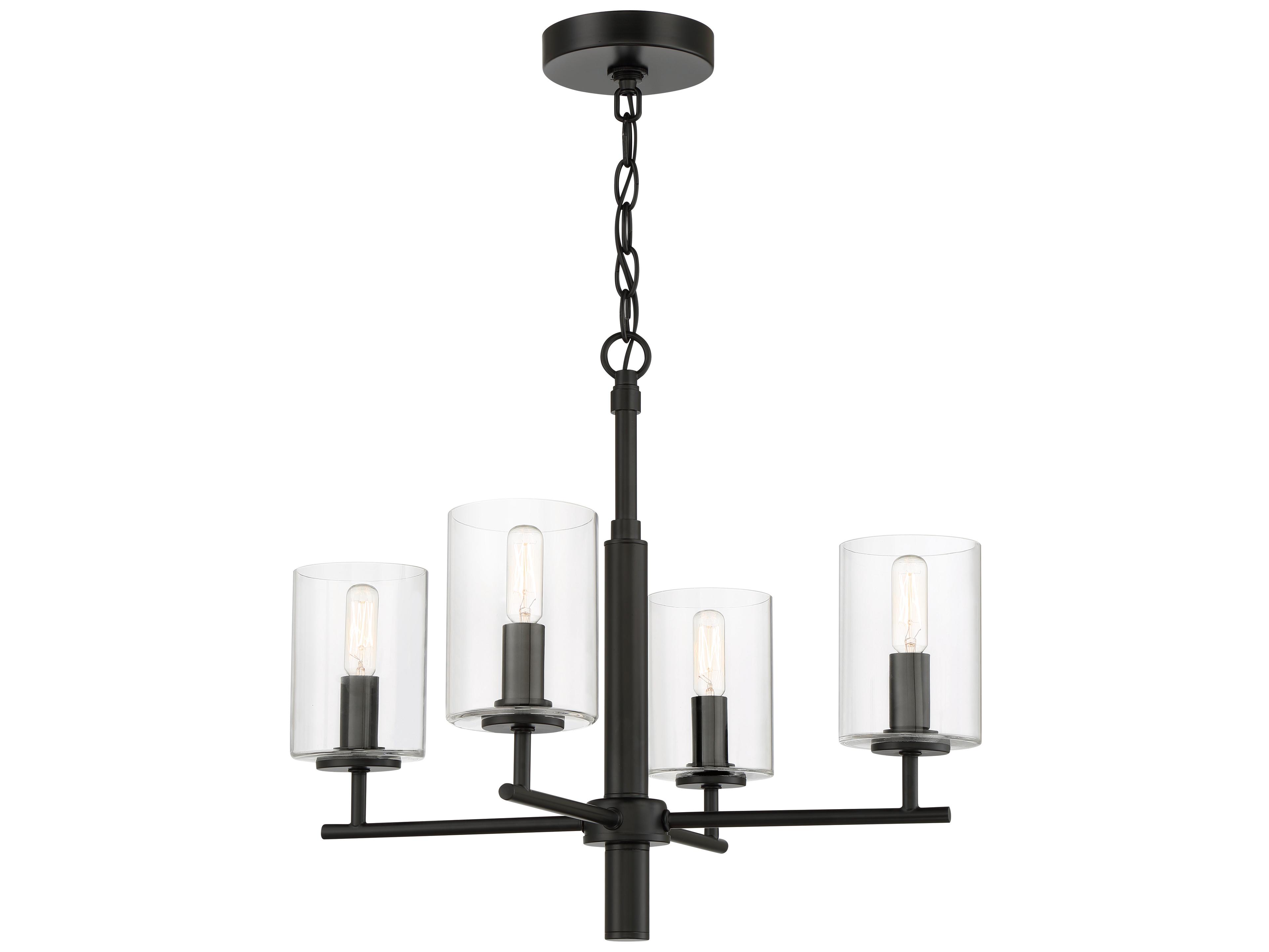 Craftmade Hailie 4-Light Flat Black Glass Cylinder Chandelier