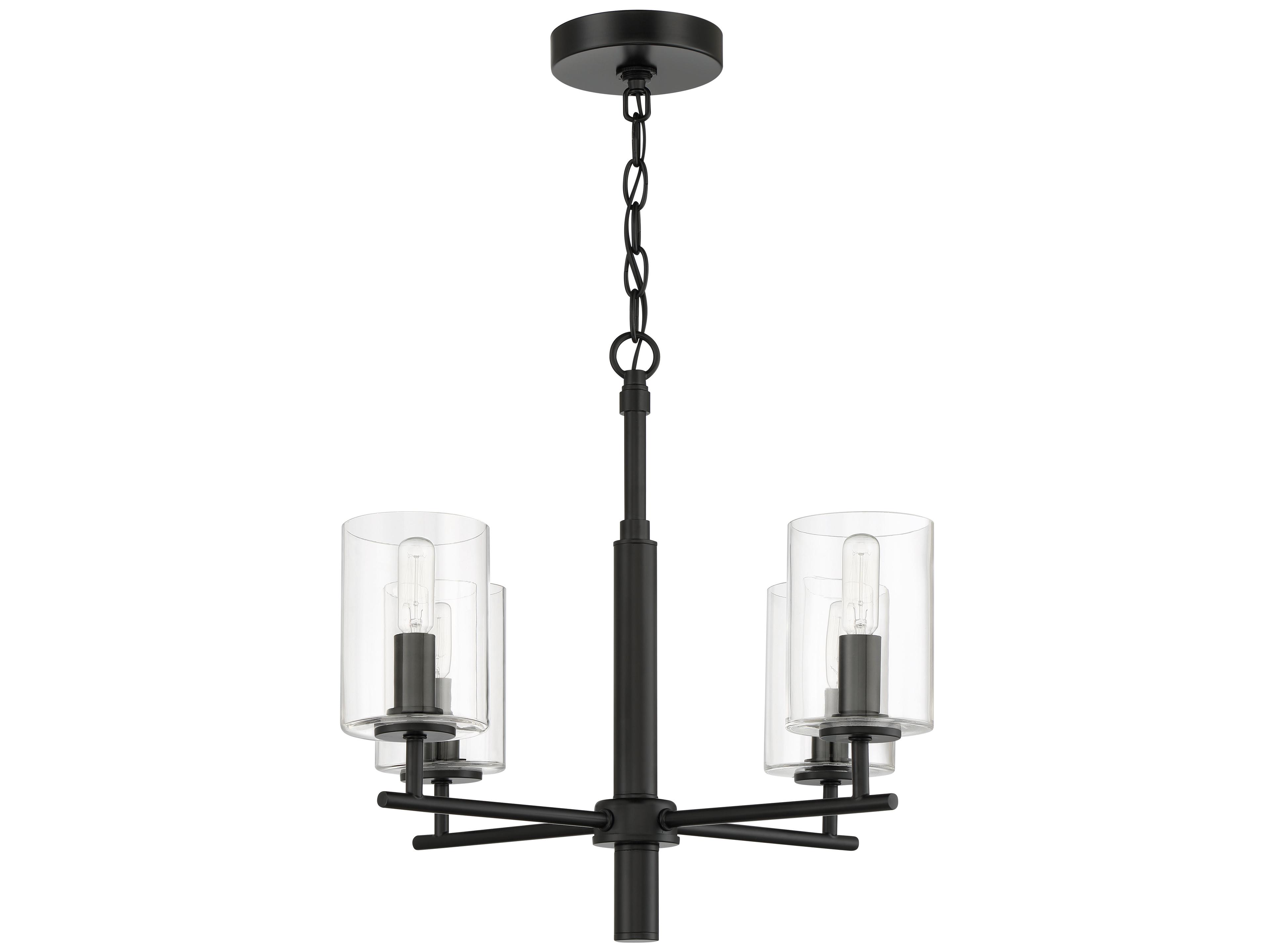 Craftmade Hailie 4-Light Flat Black Glass Cylinder Chandelier