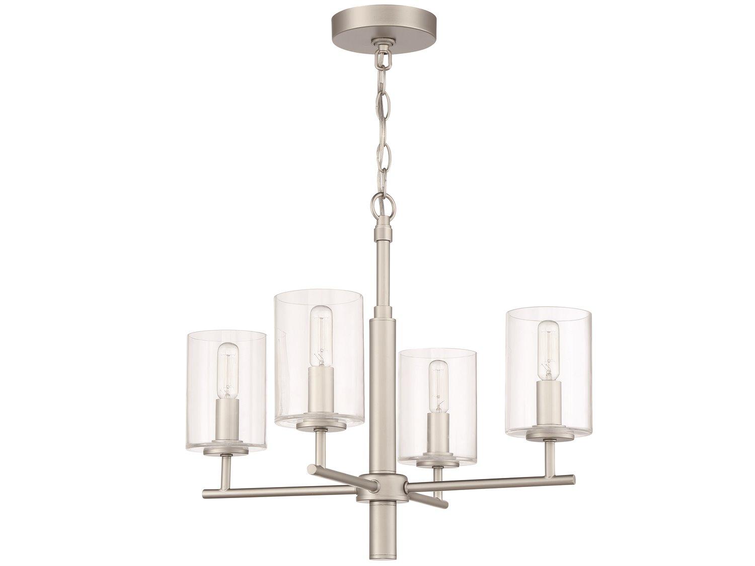 Craftmade Hailie 4-Light Satin Nickel Glass Cylinder Chandelier