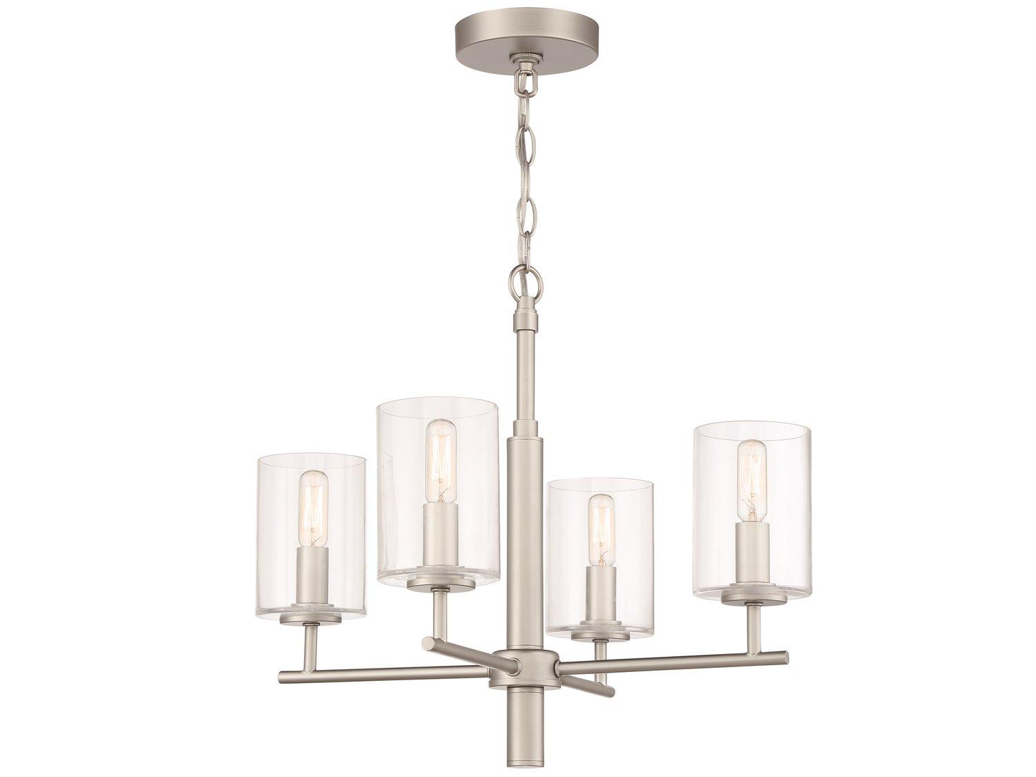 Craftmade Hailie 4-Light Satin Nickel Glass Cylinder Chandelier