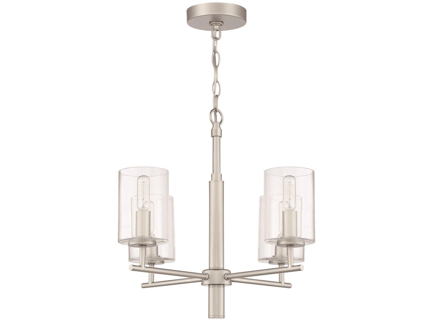 Craftmade Hailie 4-Light Satin Nickel Glass Cylinder Chandelier