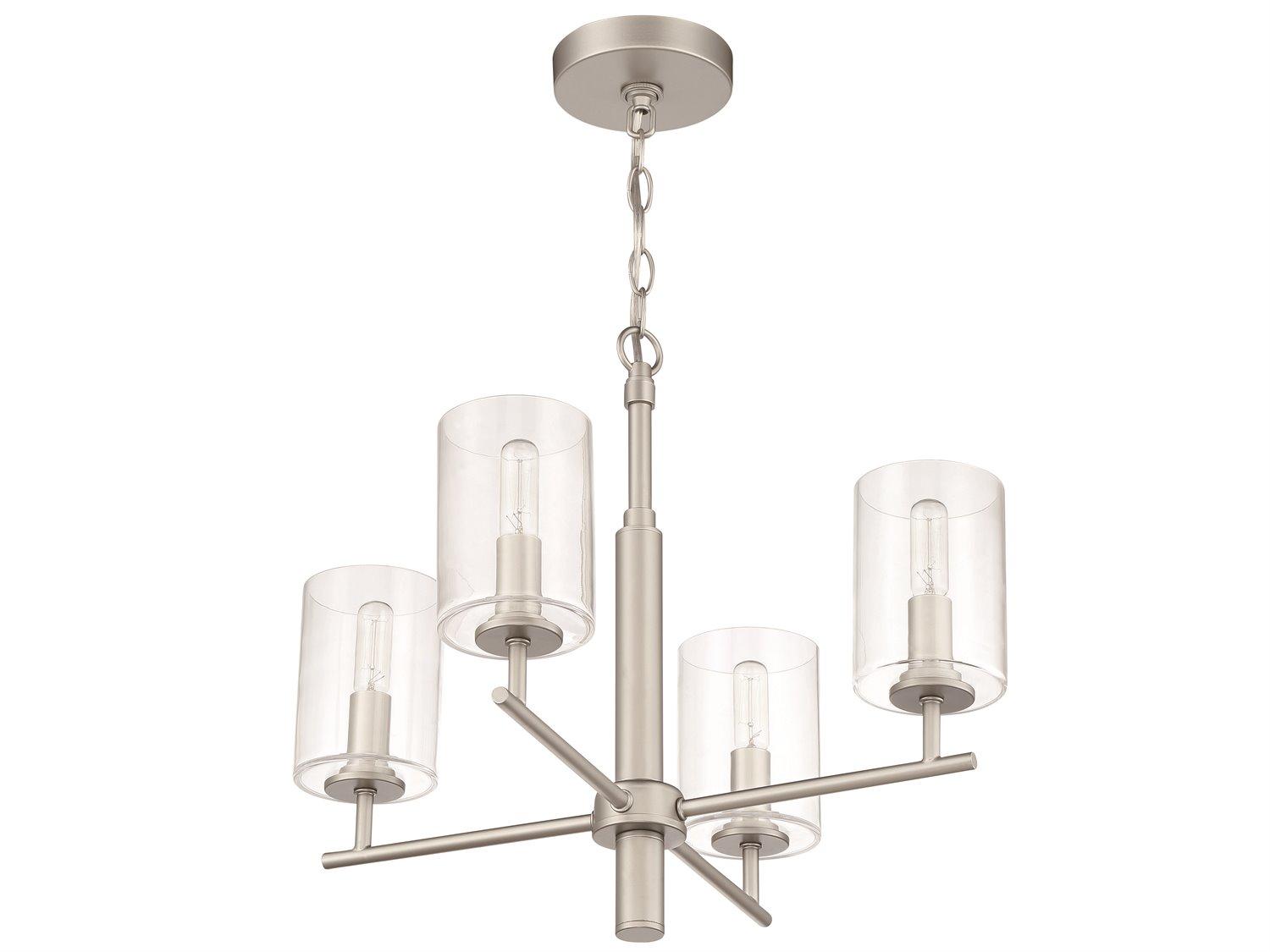 Craftmade Hailie 4-Light Satin Nickel Glass Cylinder Chandelier
