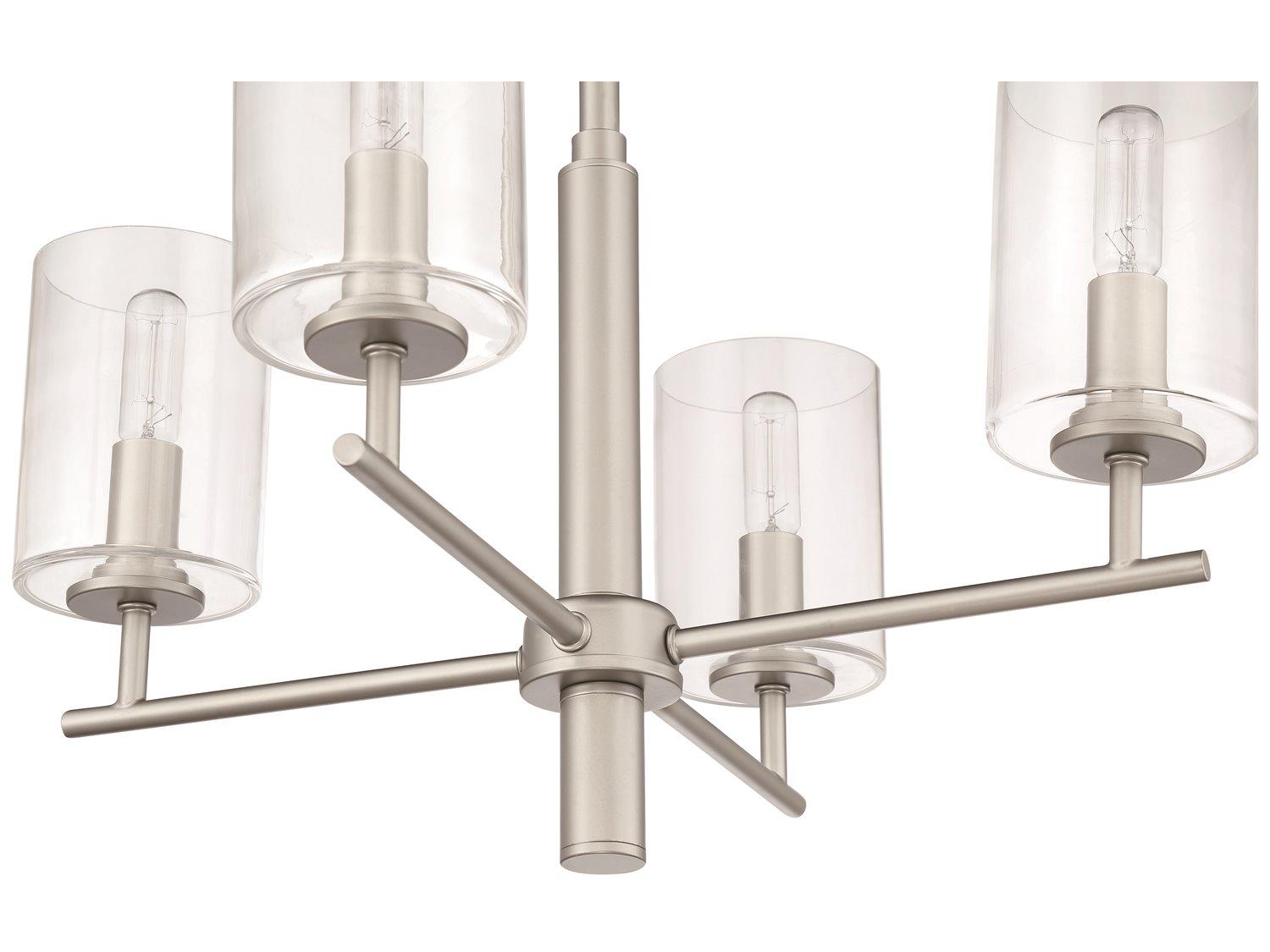 Craftmade Hailie 4-Light Satin Nickel Glass Cylinder Chandelier