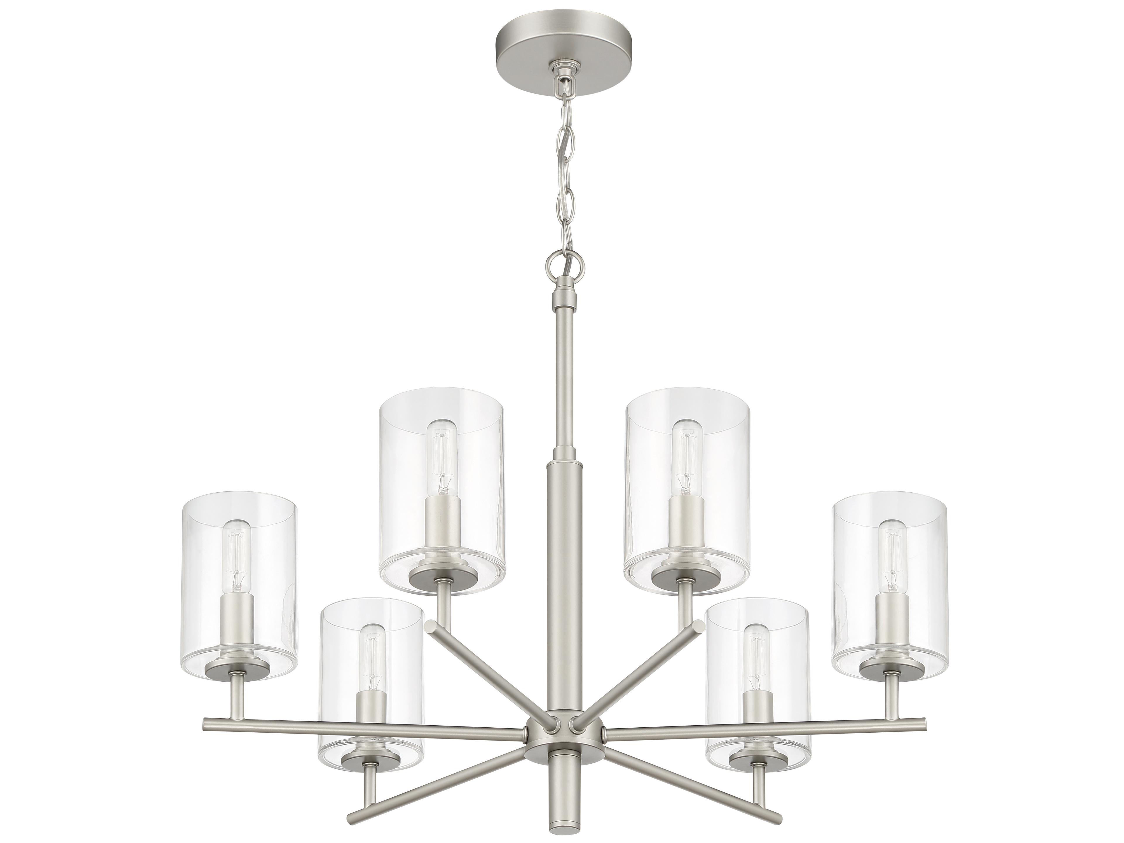 Craftmade Hailie 6-Light Satin Nickel Glass Cylinder Chandelier