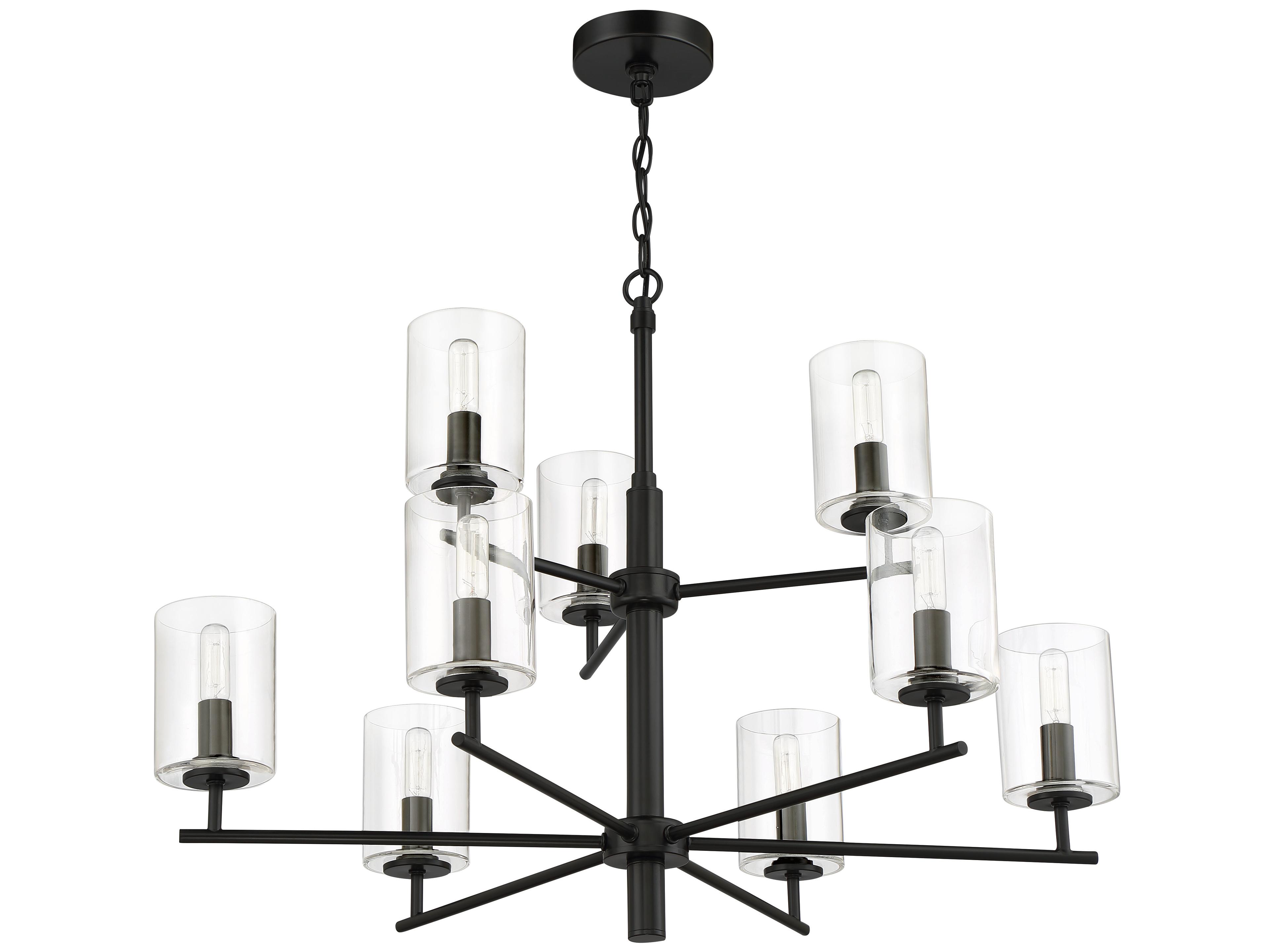 Craftmade Hailie 9-Light Flat Black Glass Cylinder Tiered Chandelier