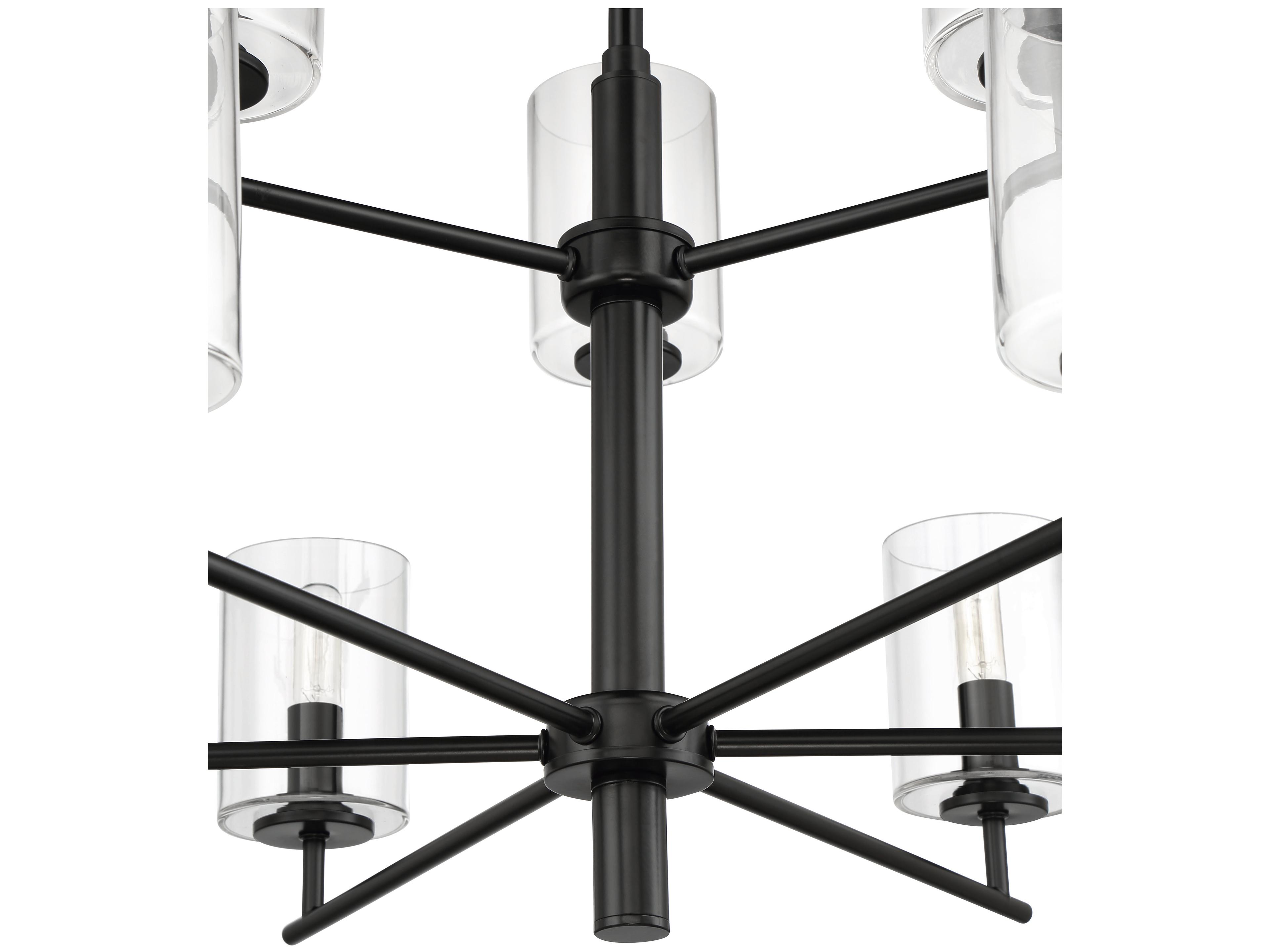 Craftmade Hailie 9-Light Flat Black Glass Cylinder Tiered Chandelier