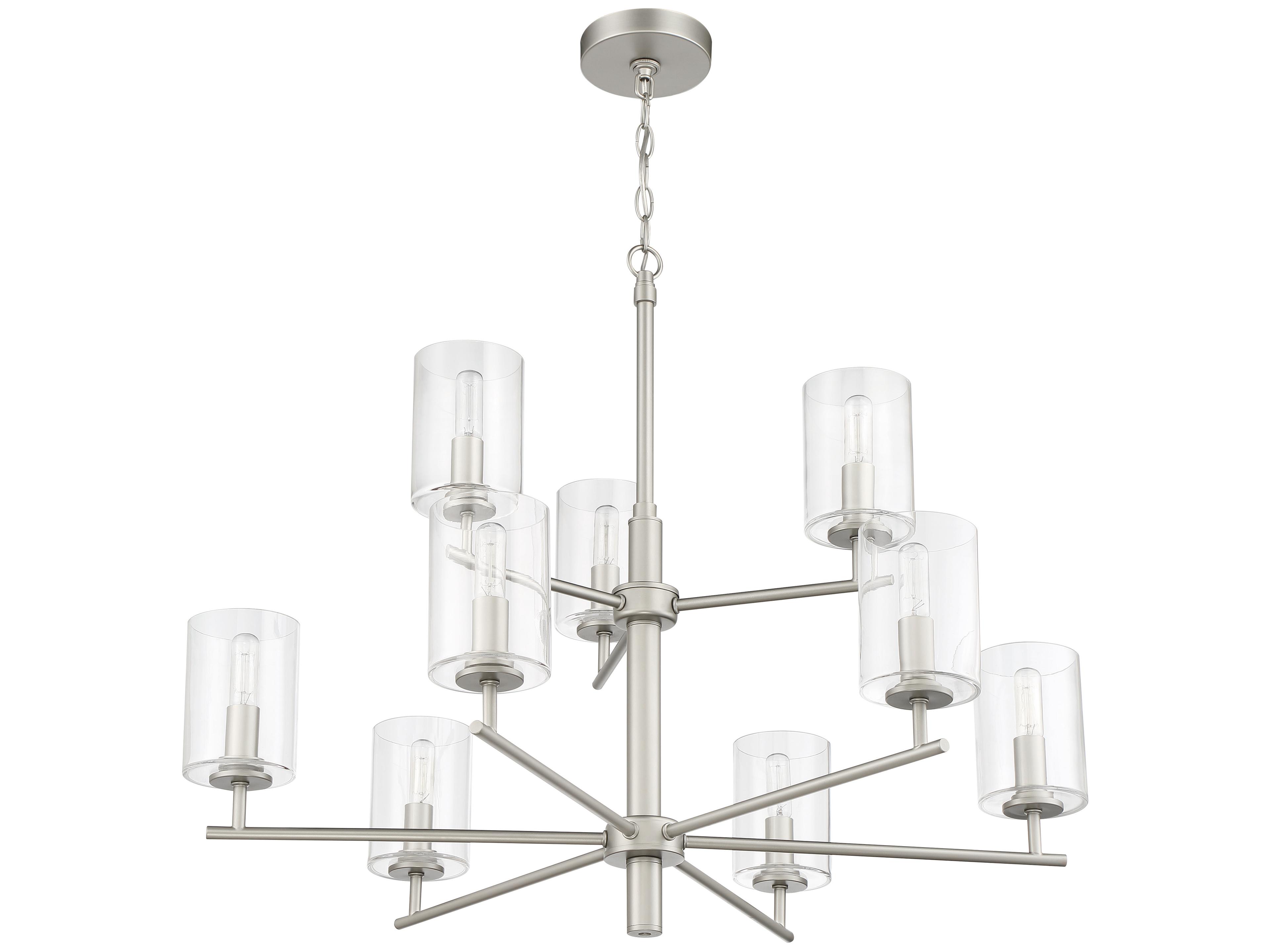 Craftmade Hailie 9-Light Satin Nickel Glass Cylinder Tiered Chandelier