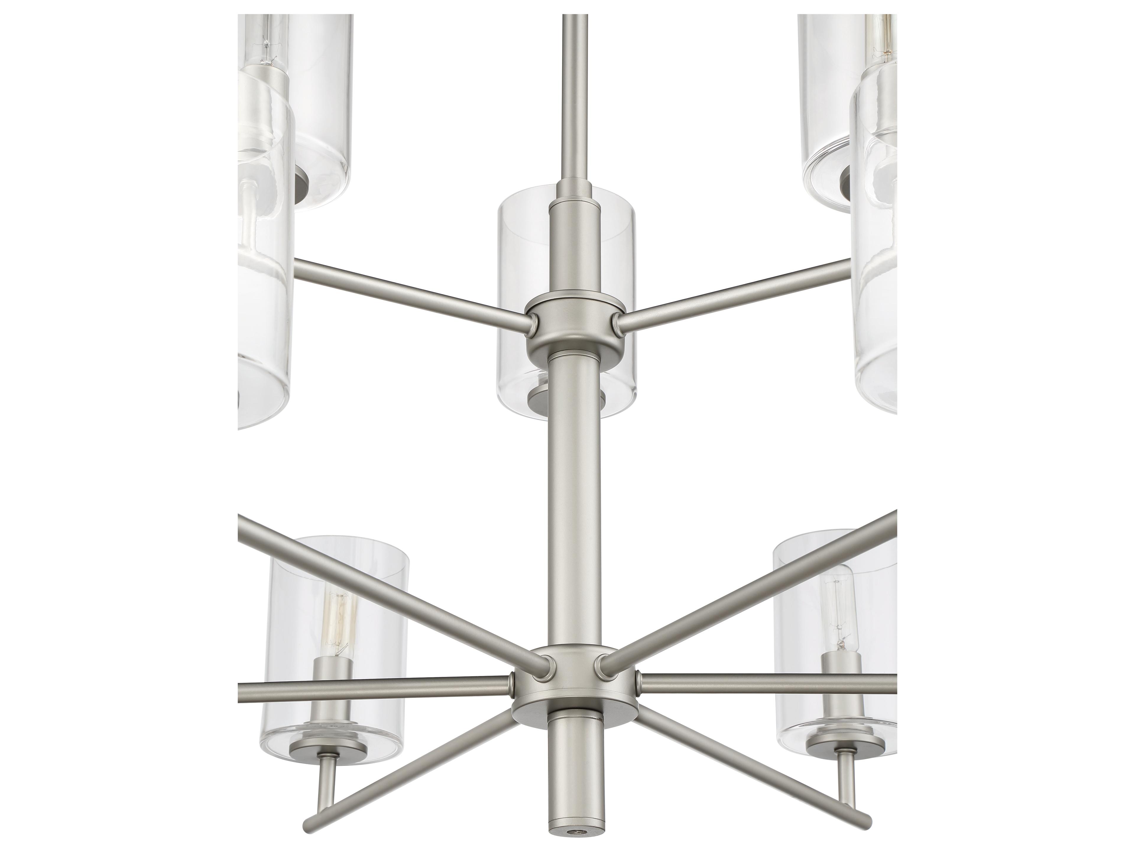 Craftmade Hailie 9-Light Satin Nickel Glass Cylinder Tiered Chandelier