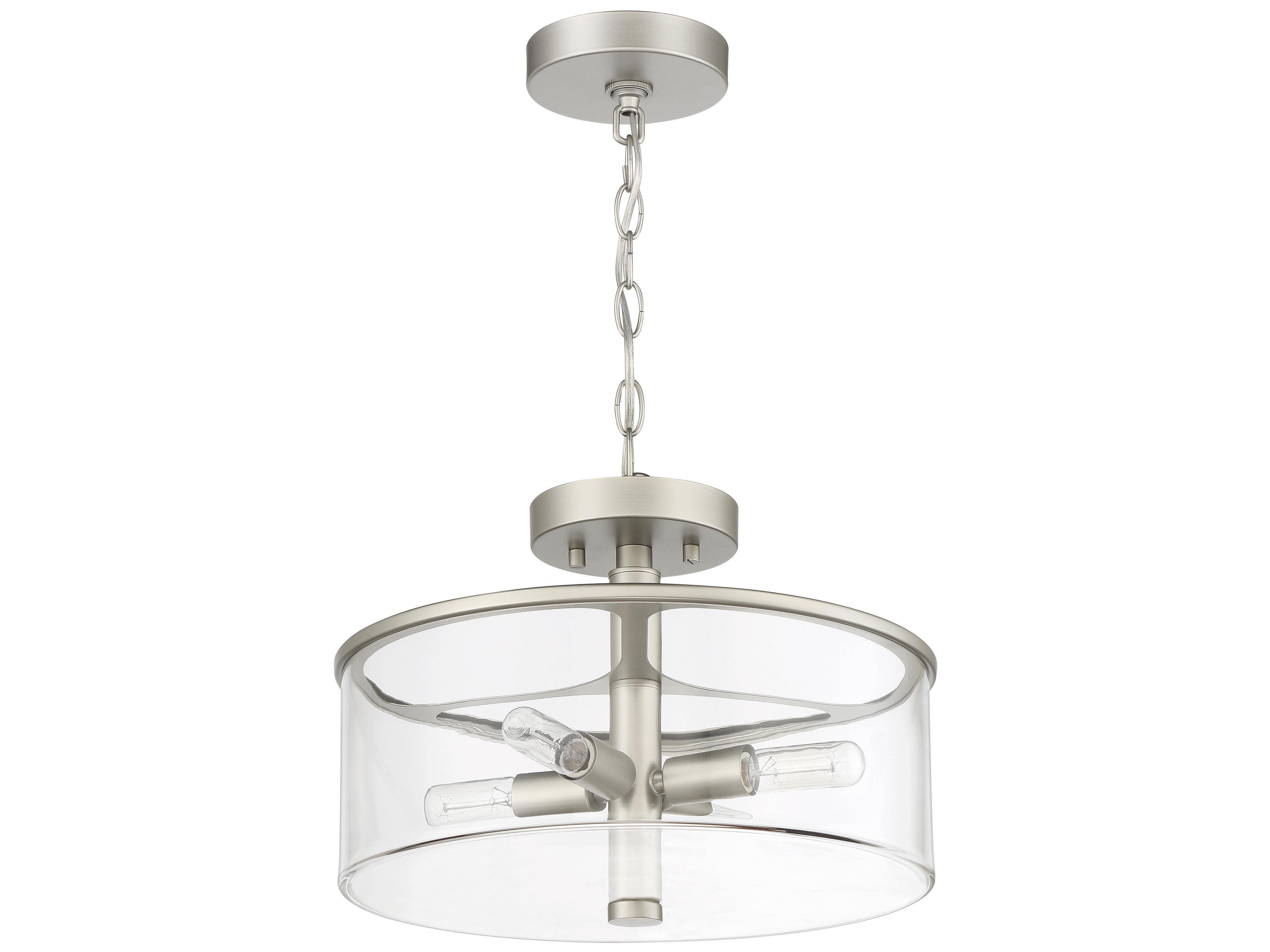 Craftmade Hailie 4-Light Satin Nickel Glass Drum Pendant