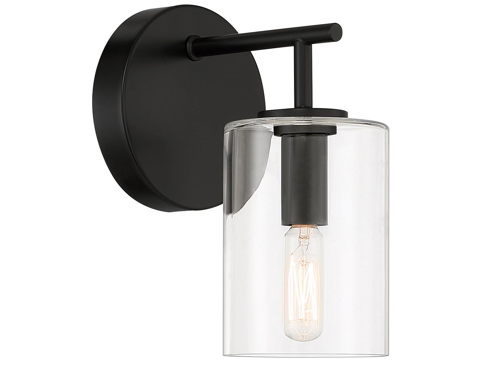 Craftmade Hailie 1-Light Flat Black Glass Vanity Light