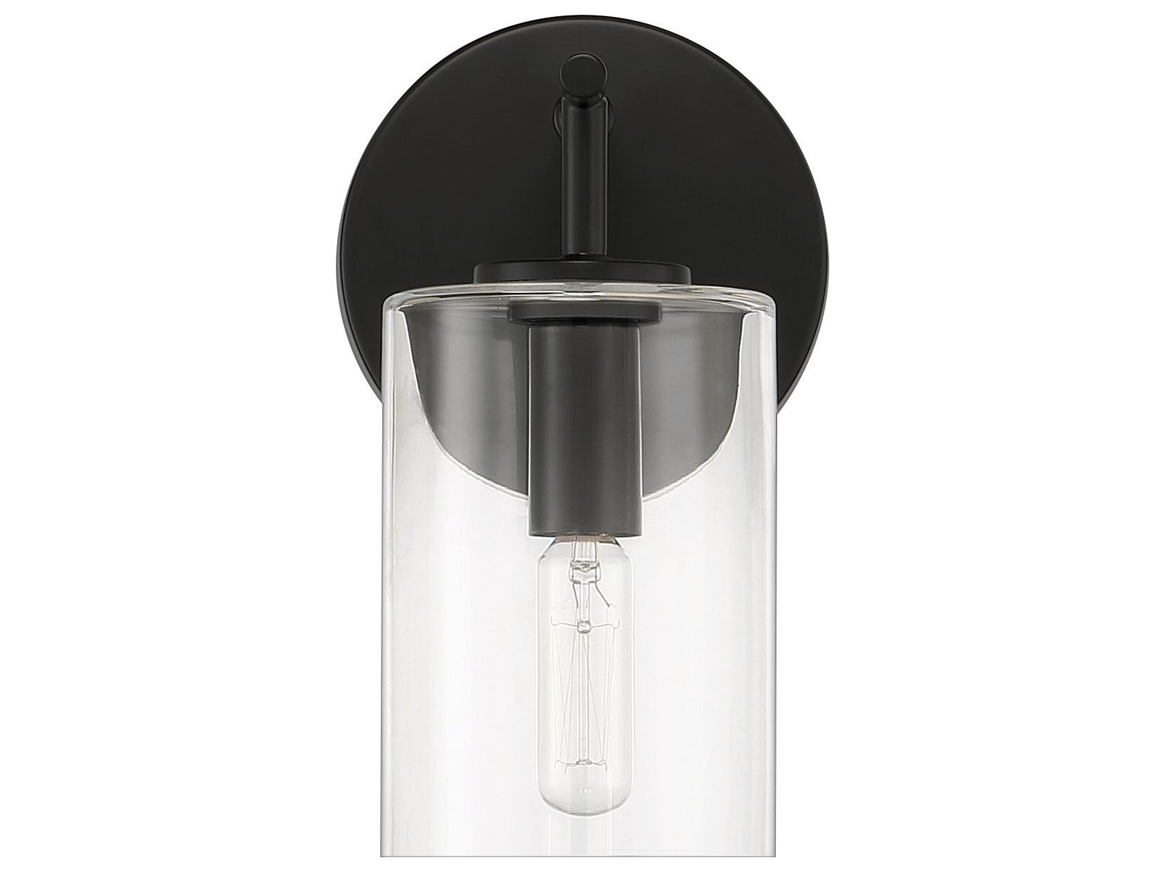 Craftmade Hailie 1-Light Flat Black Glass Vanity Light