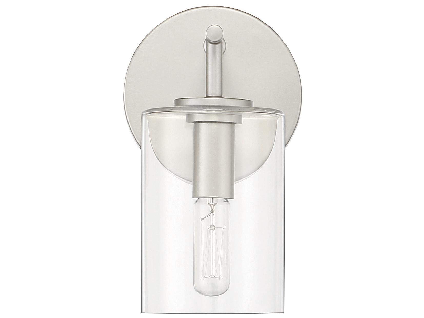 Craftmade Hailie 1-Light Satin Nickel Glass Vanity Light