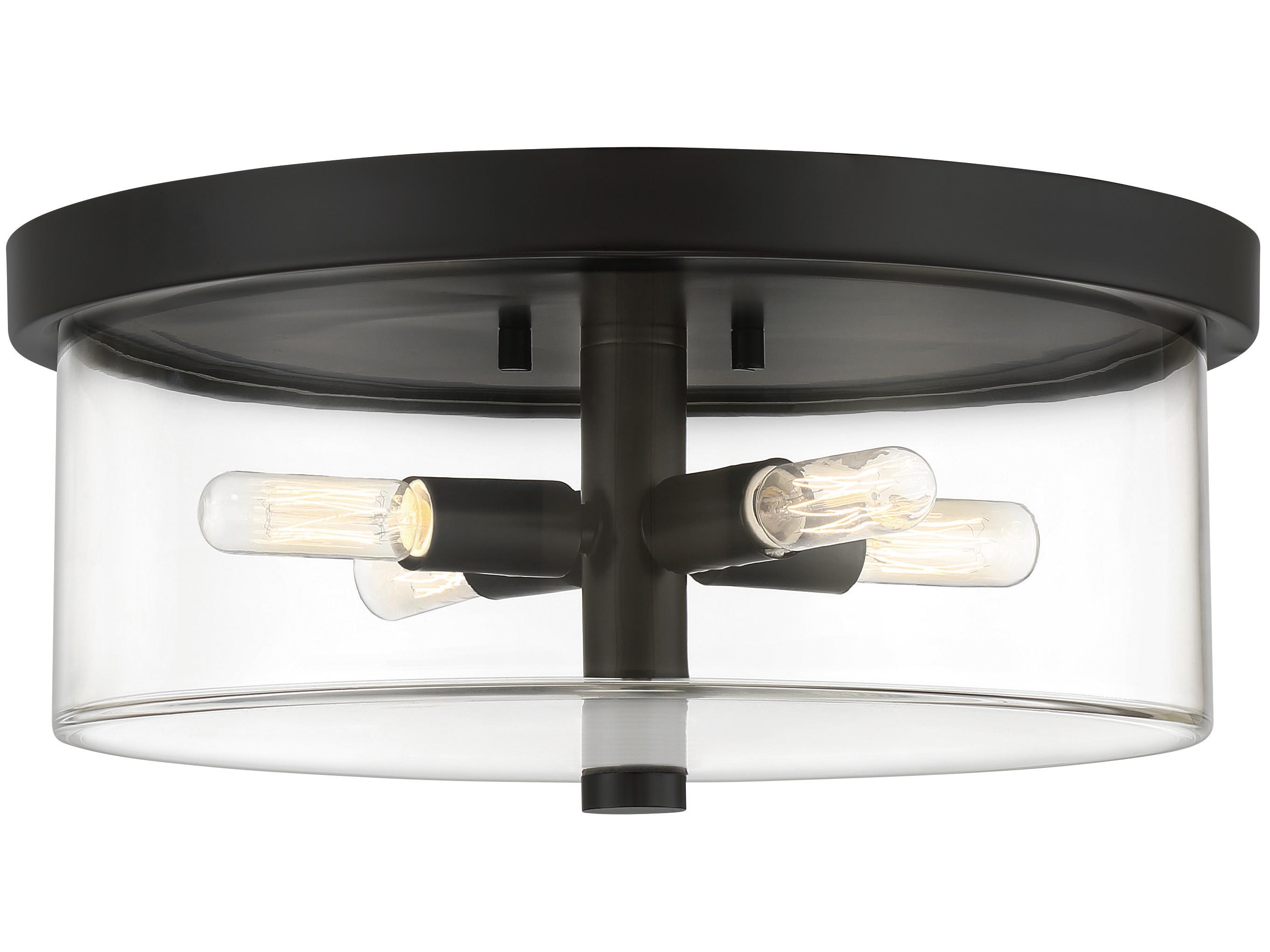 Craftmade Hailie 4-Light Flat Black Glass Drum Flush Mount