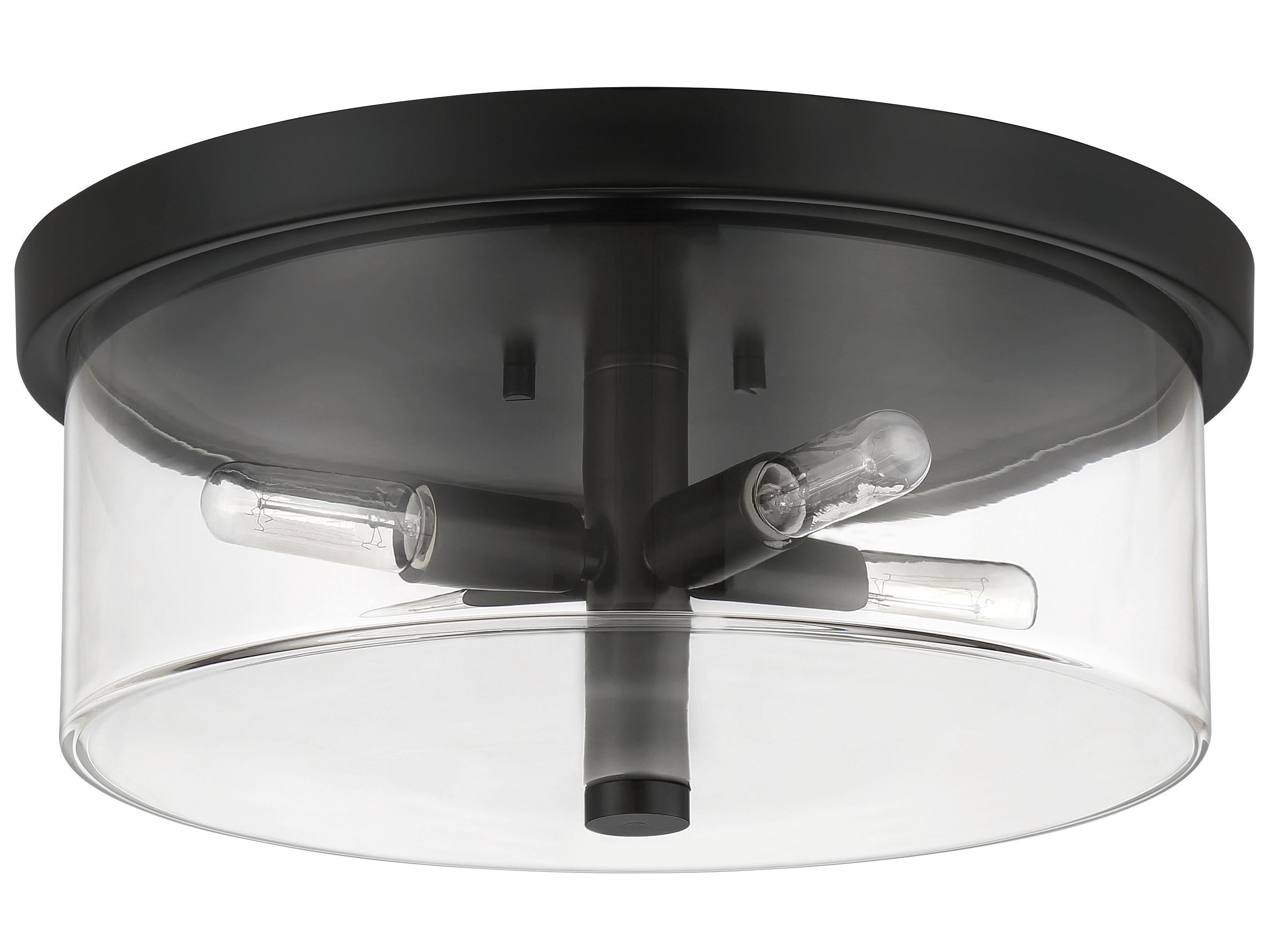 Craftmade Hailie 4-Light Flat Black Glass Drum Flush Mount